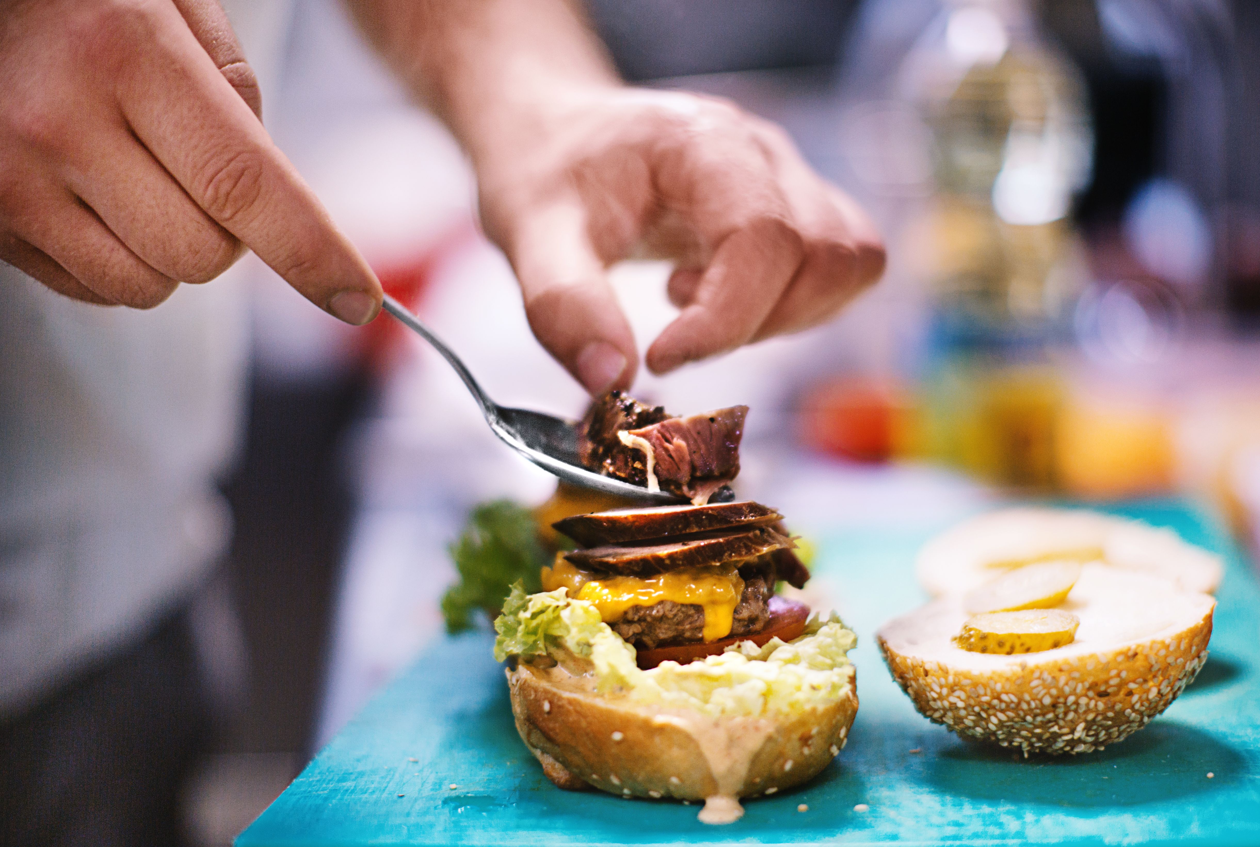 cooking burger
