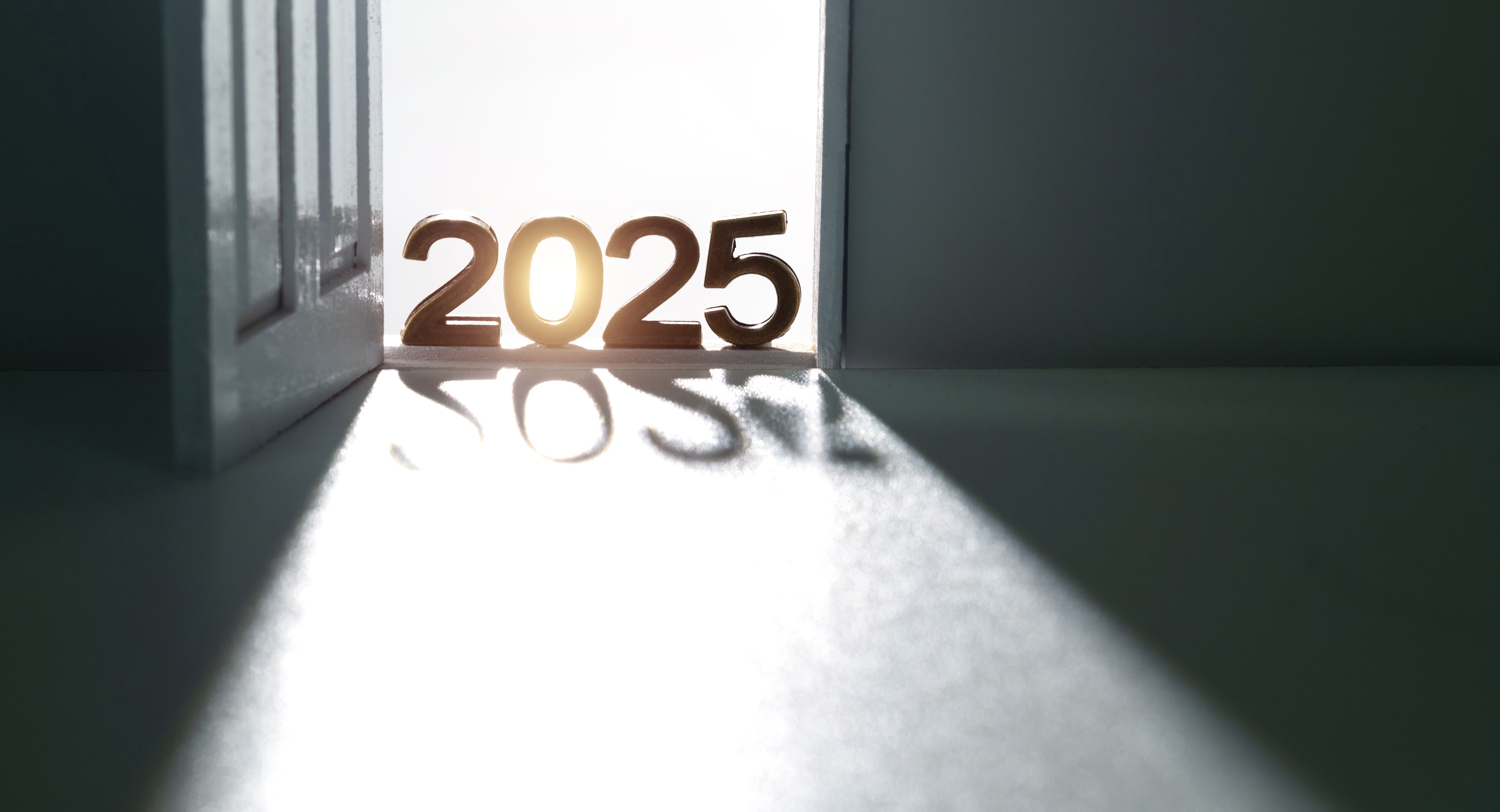 Door open with new year number 2025