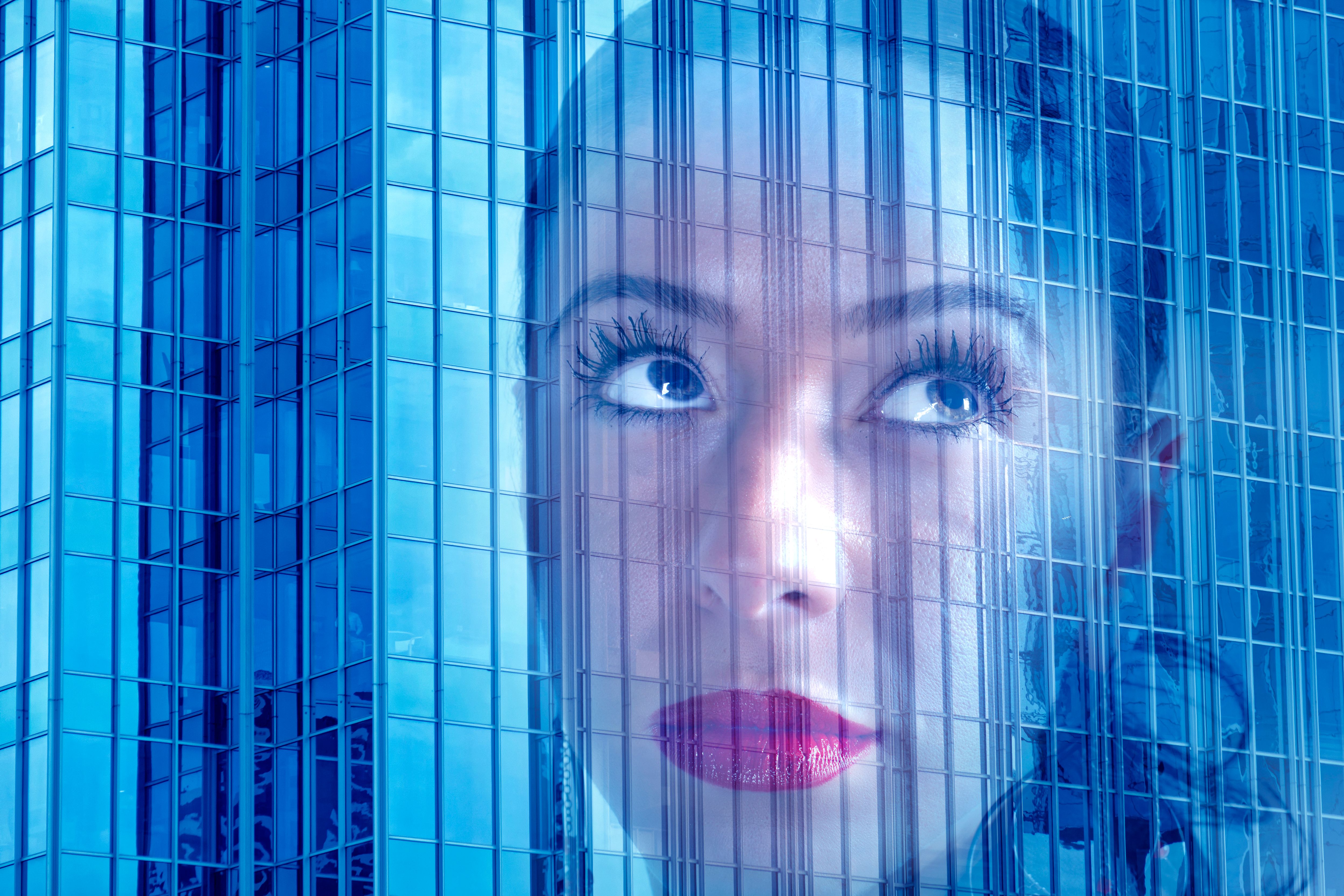 Conceptual portrait of young businesswoman