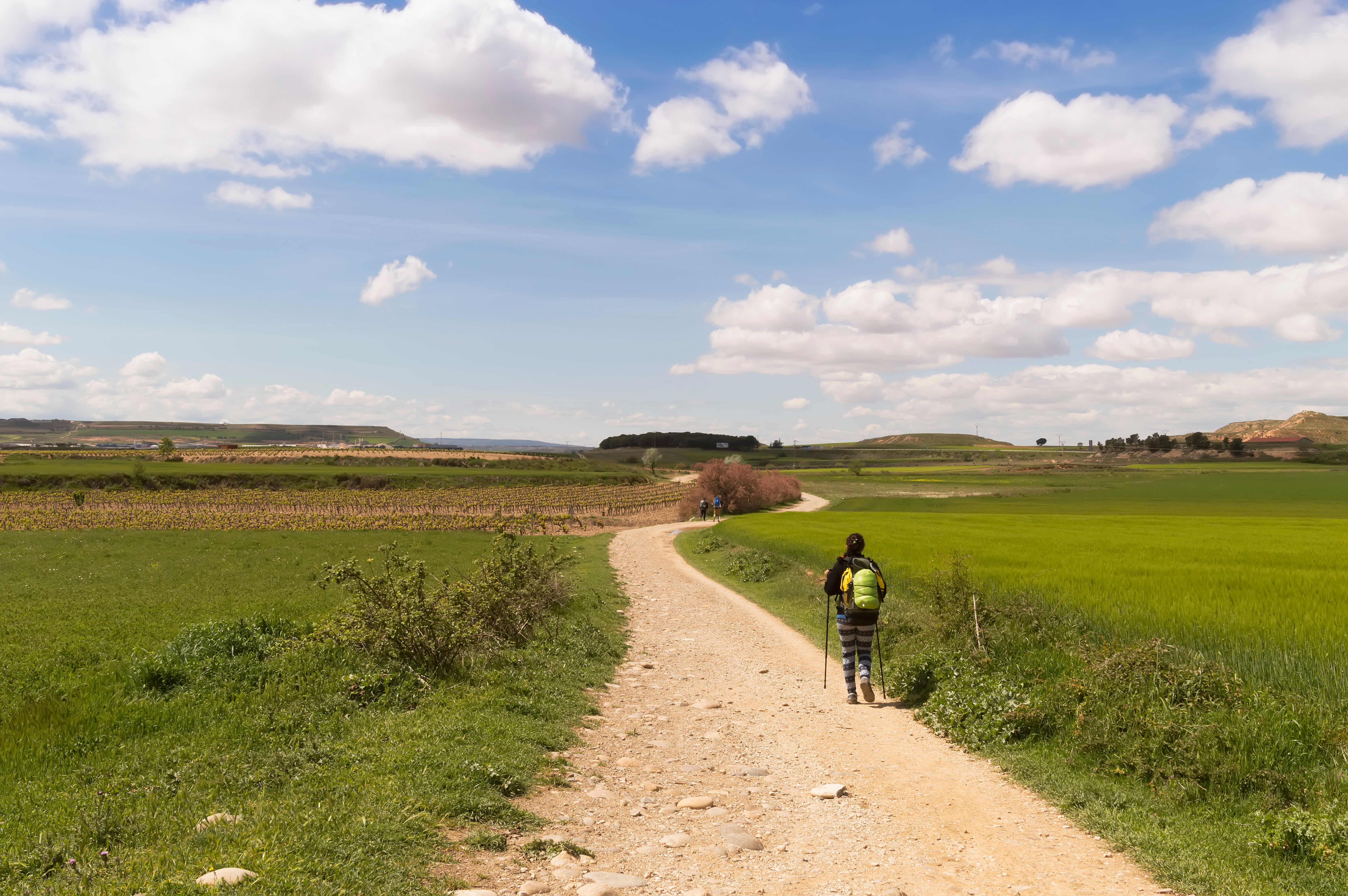 Pilgrim on the road to Santiago de Compostela in Burgos