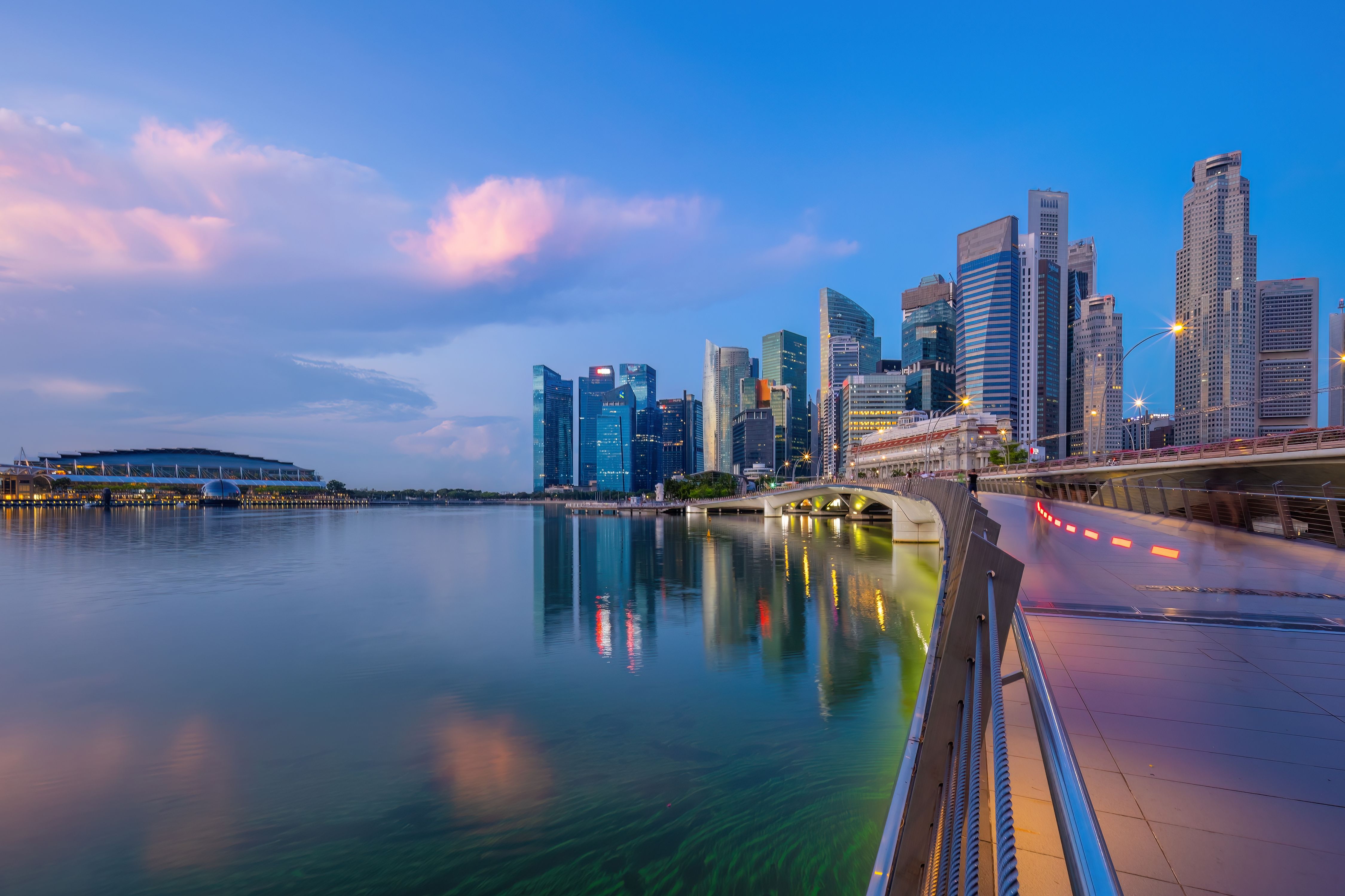 Downtown city skyline  waterfront, cityscape of Singapore
