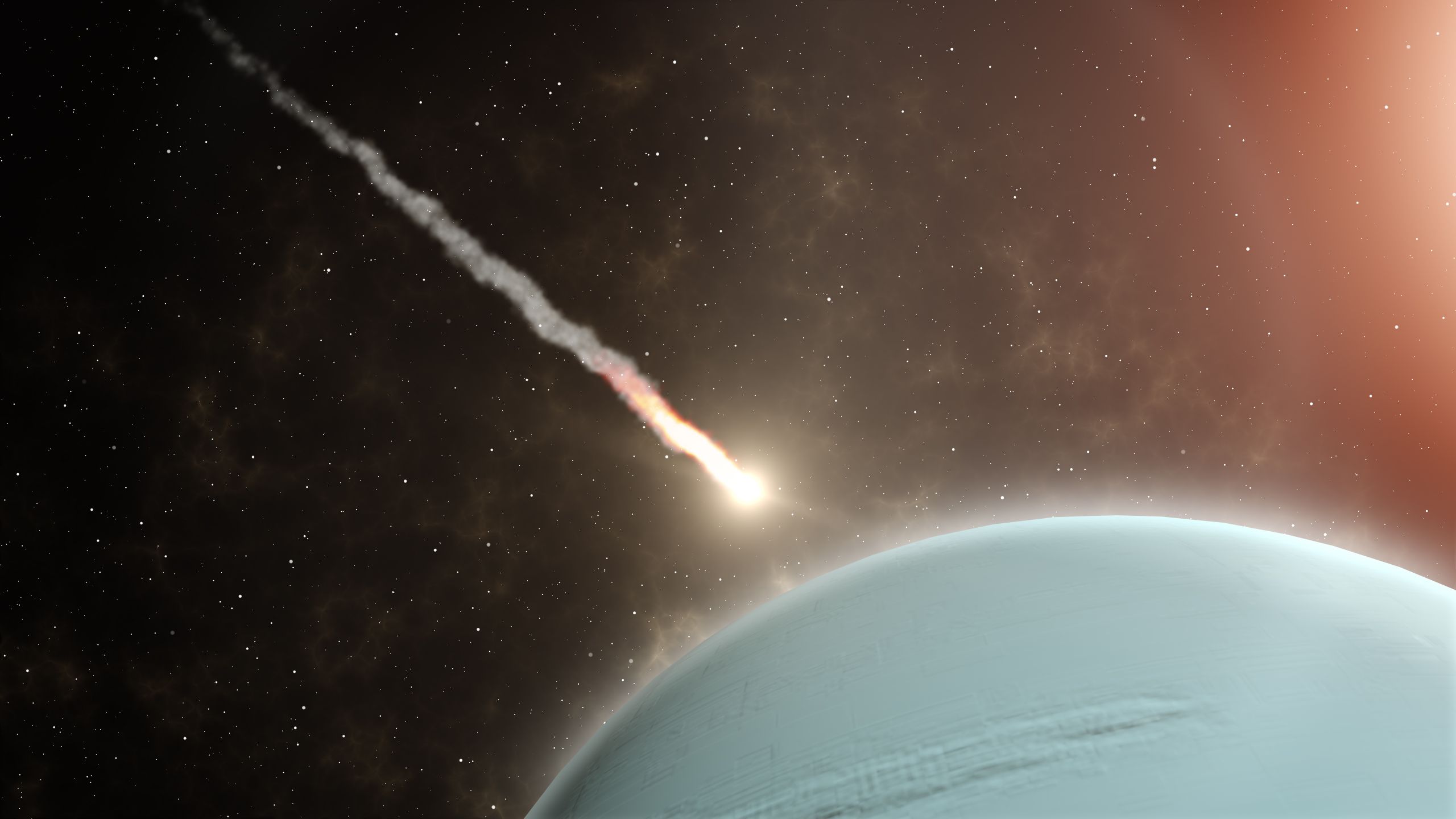 Meteor flies to Uranus - Stock Footage