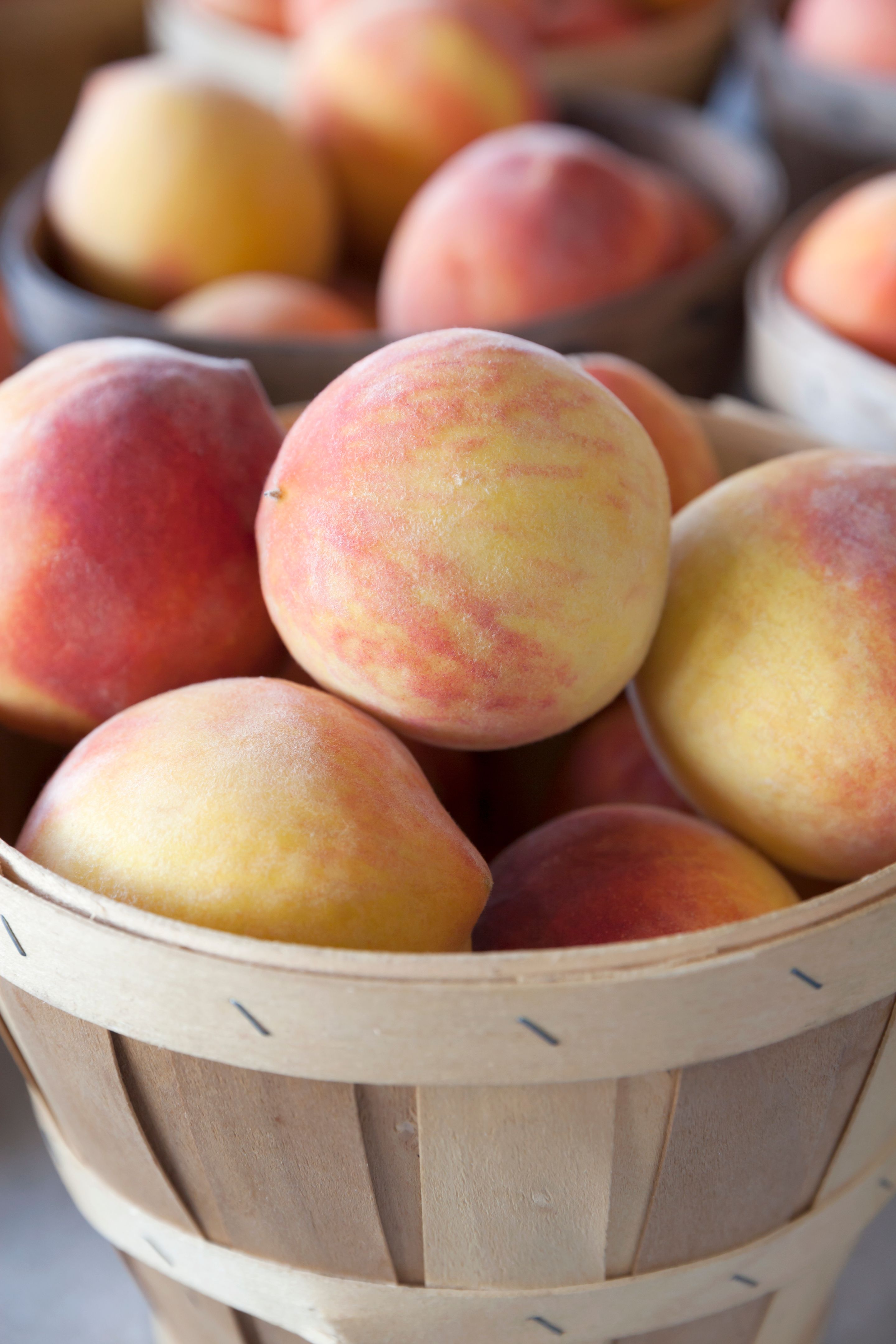 Peaches at a farmer's market Peaches at a farmer's market
