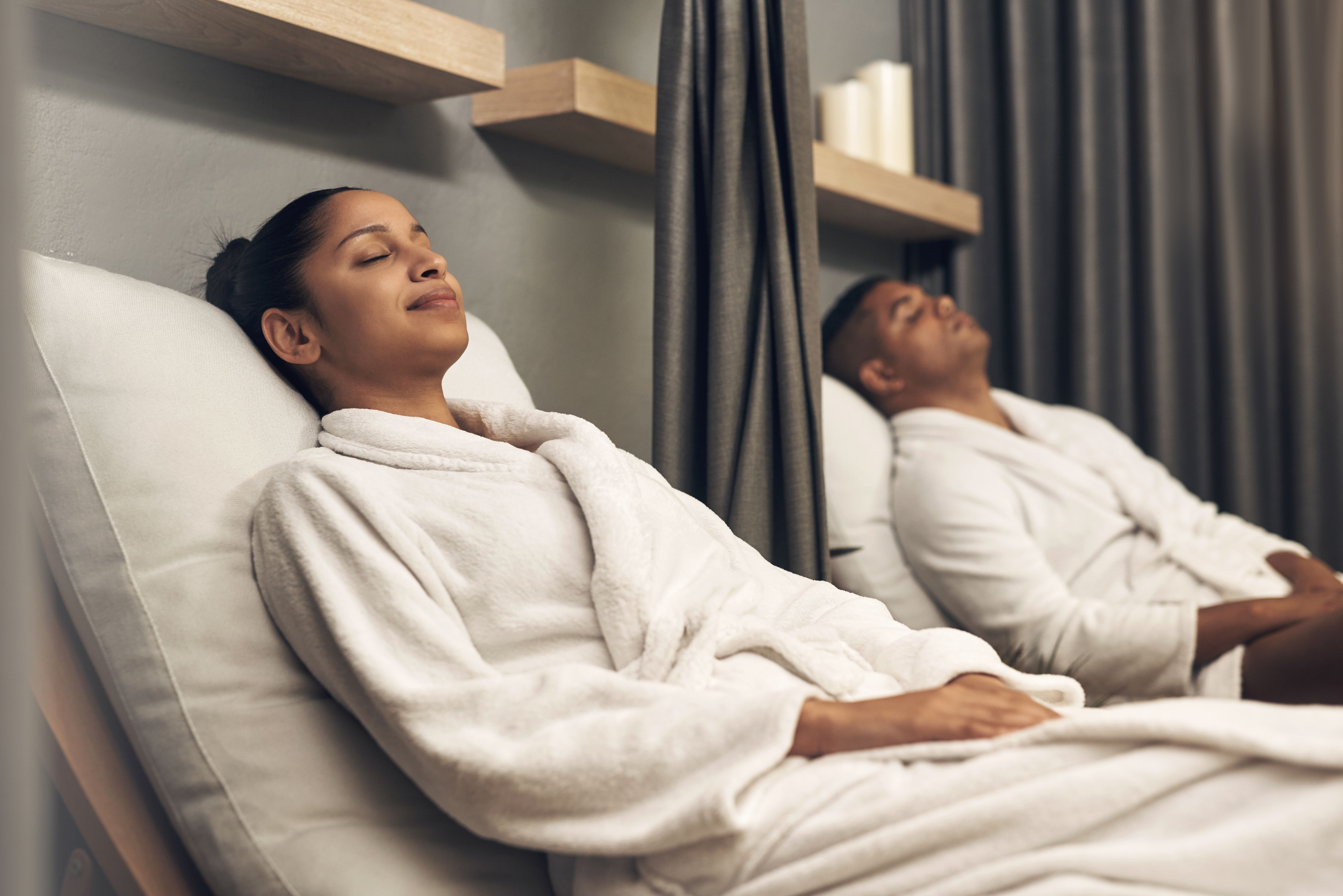 Shot of a young couple spending the day together at a spa Shot of a young couple spending the day together at a spa