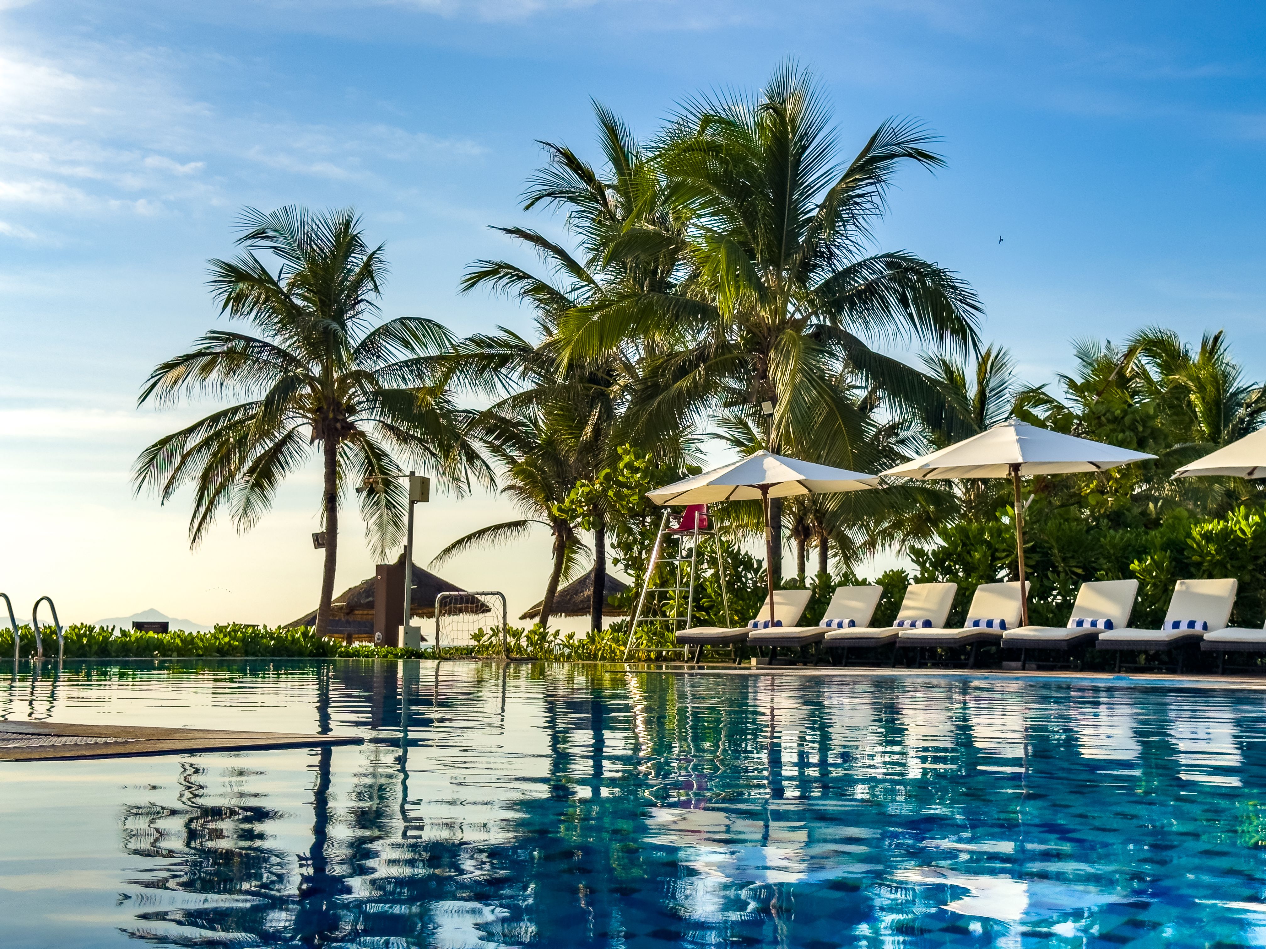 Beach view from pool resort in Da Nang, Vietnam