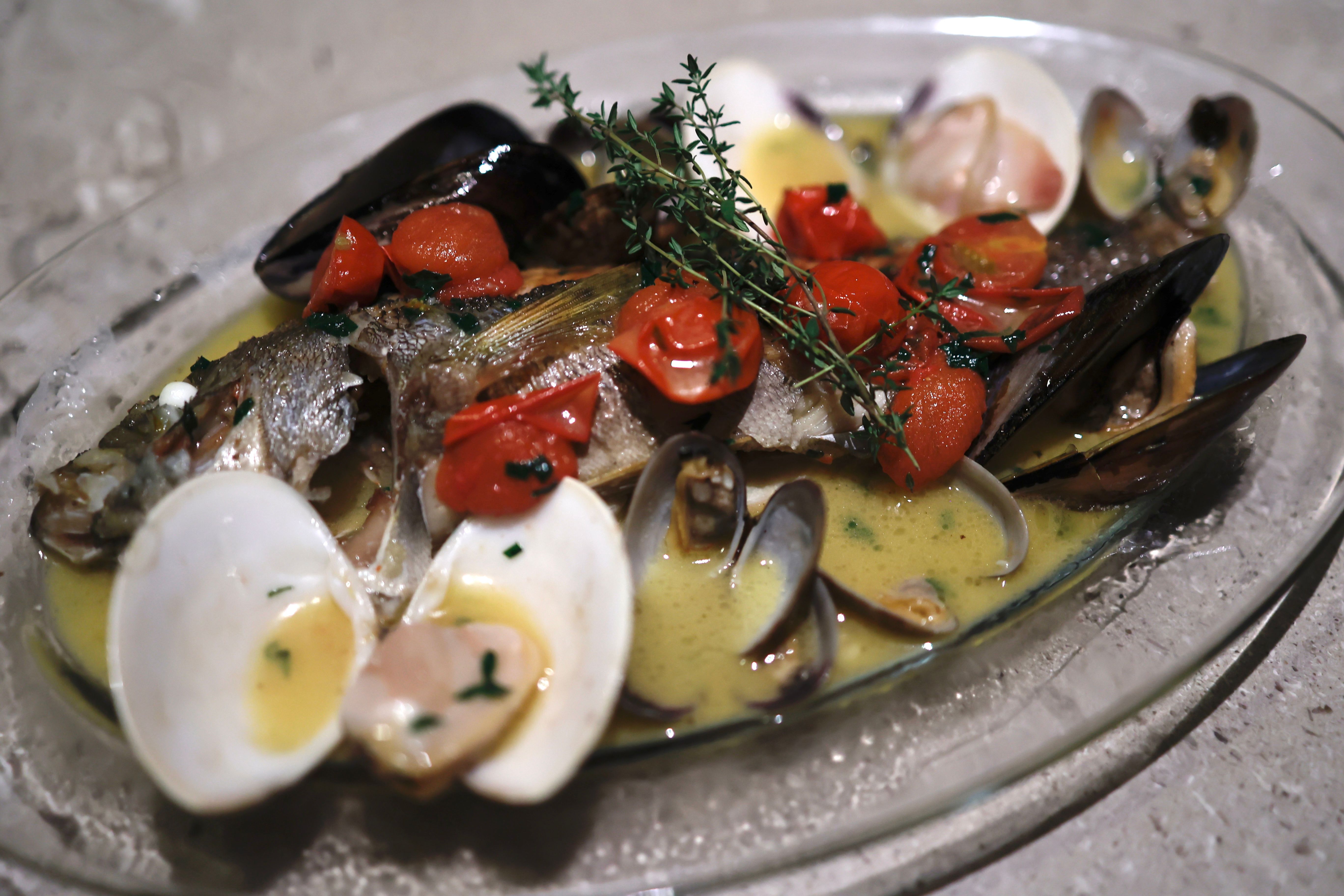 poached fish dish
