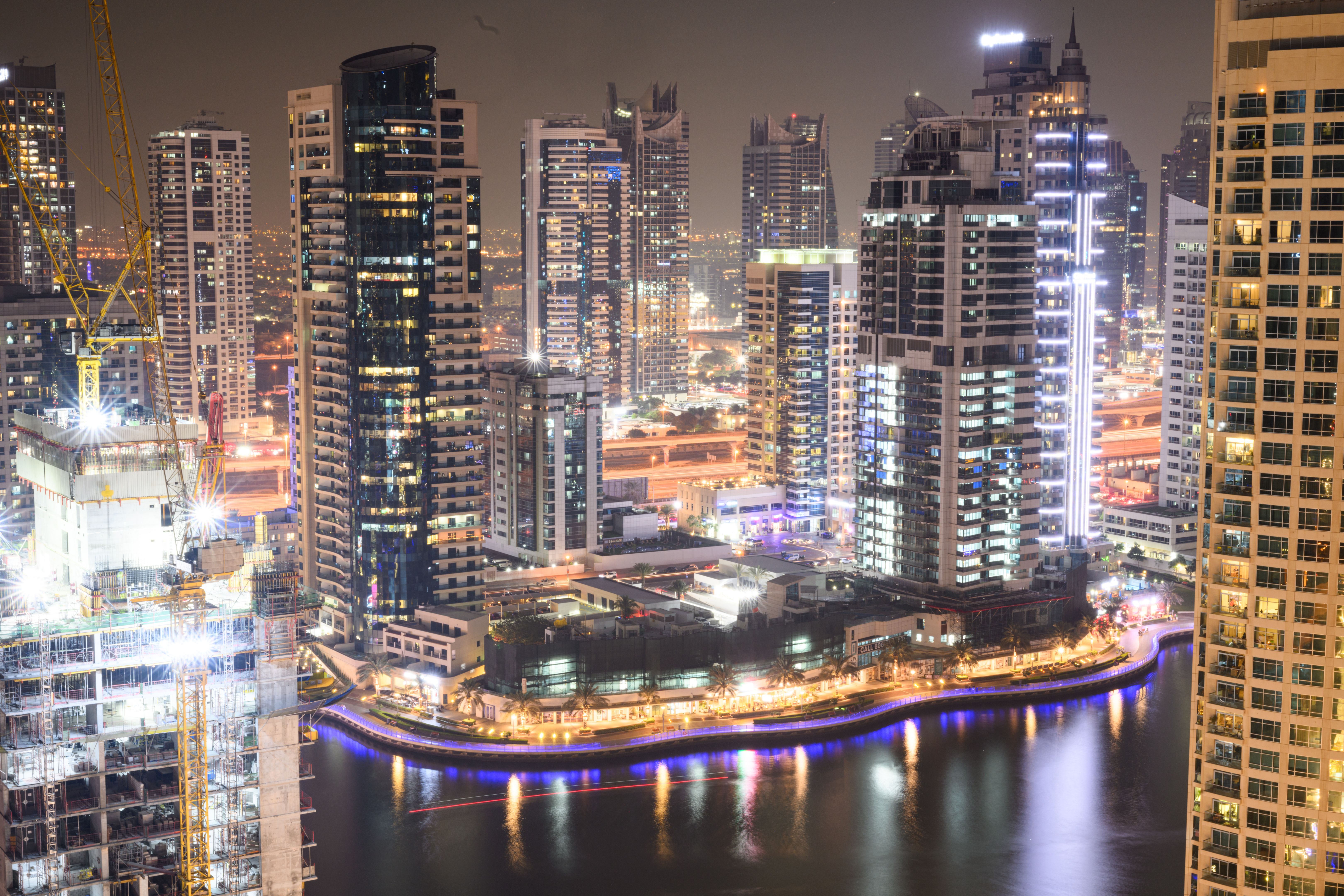 Marina resident area with luxury high rise apartments in Dubai