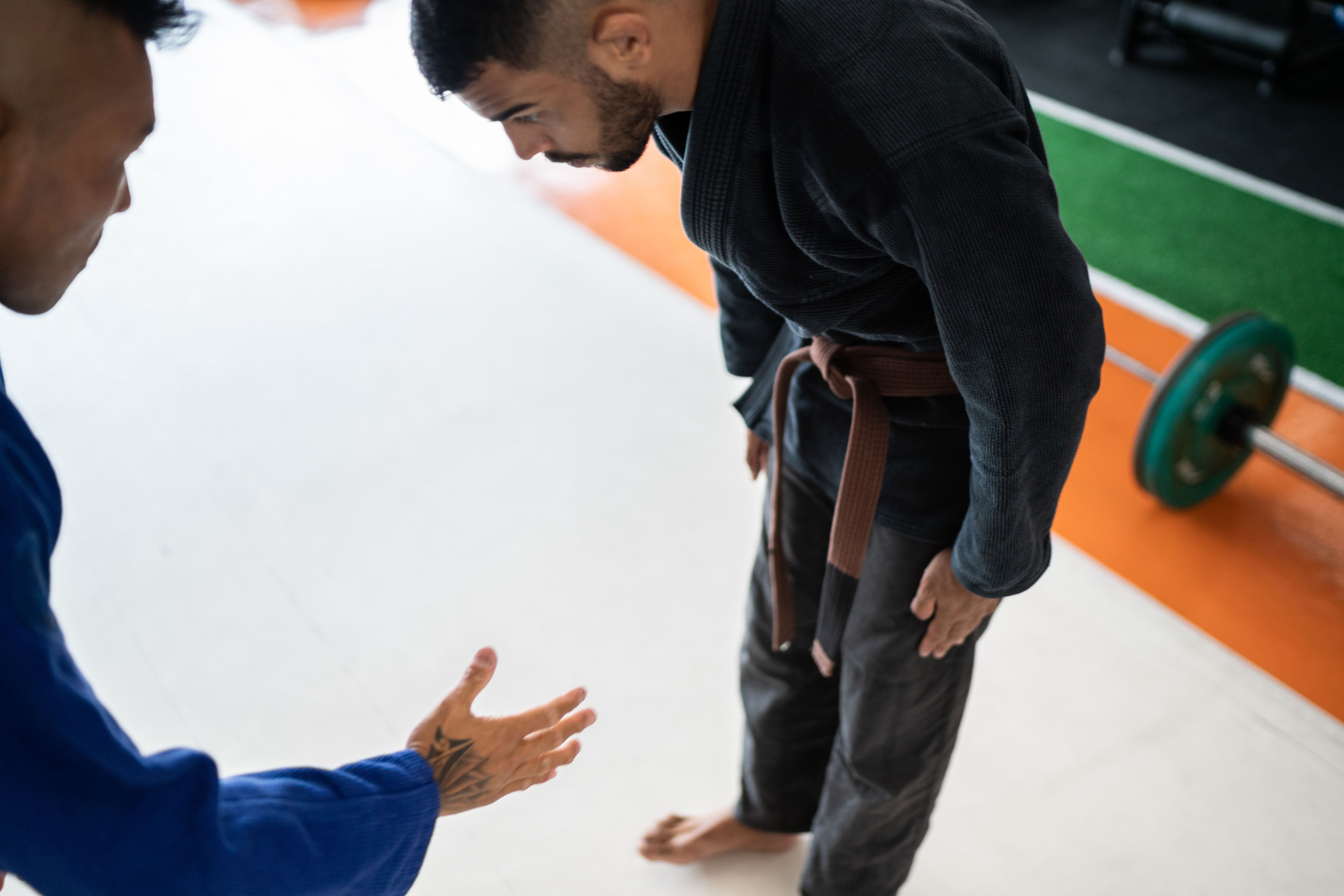 Two men bowing before judo match Two men bowing before judo match