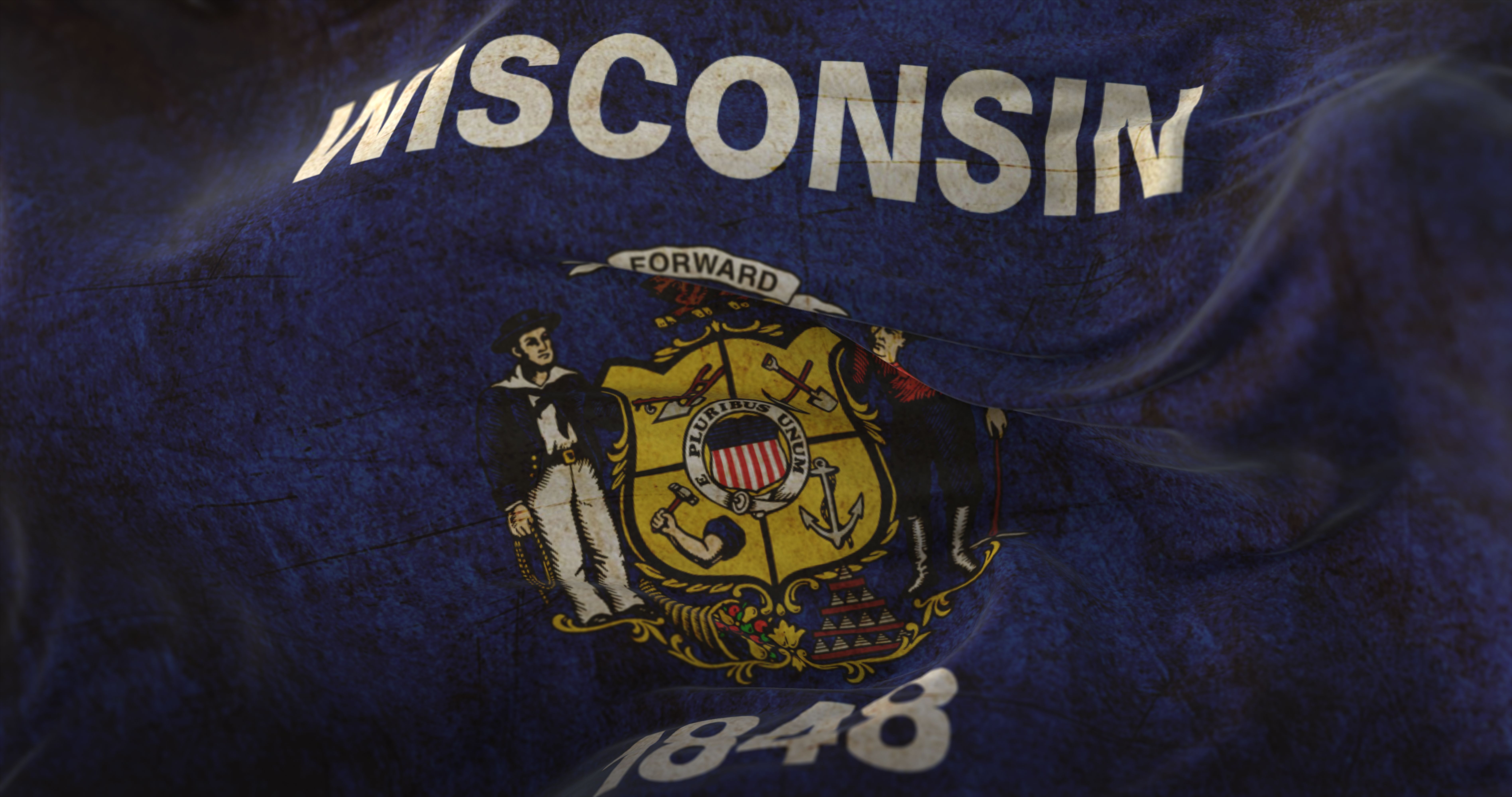 Old flag of american state of Wisconsin, United States Old flag of american state of Wisconsin, United States