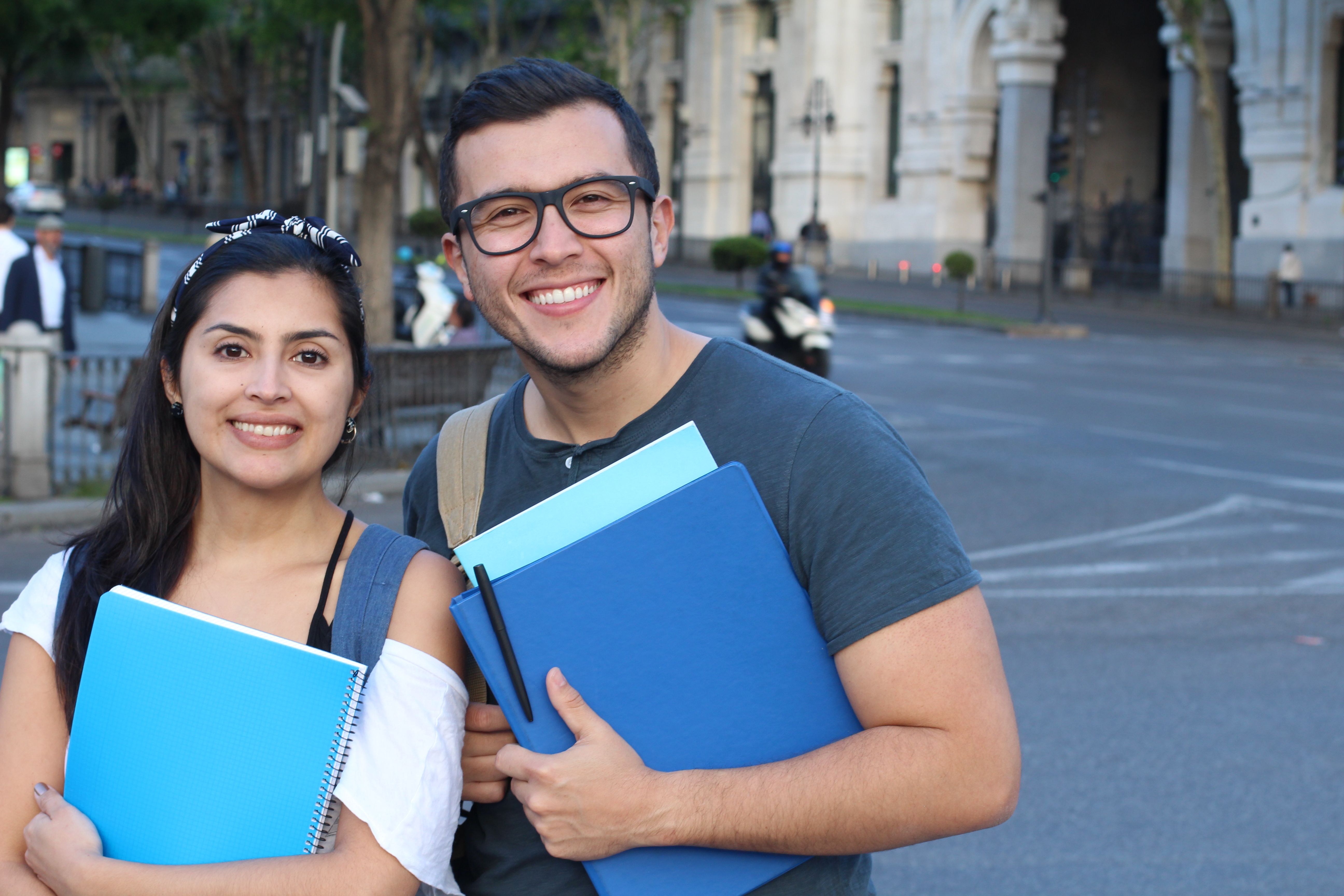 Couple of students on the street