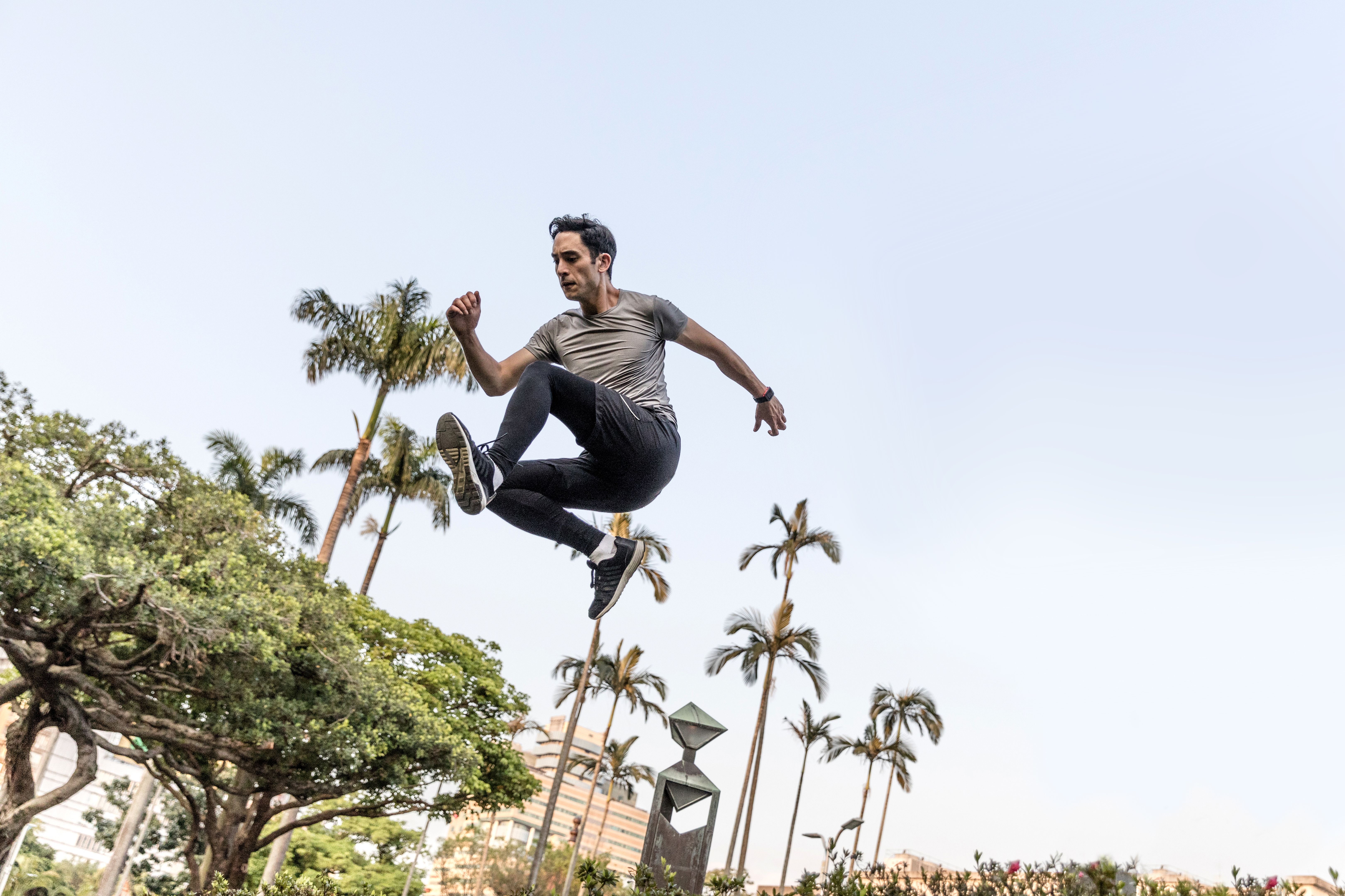 Parkour - Man in jumping and exercising on free running in Taiwan - Taipei