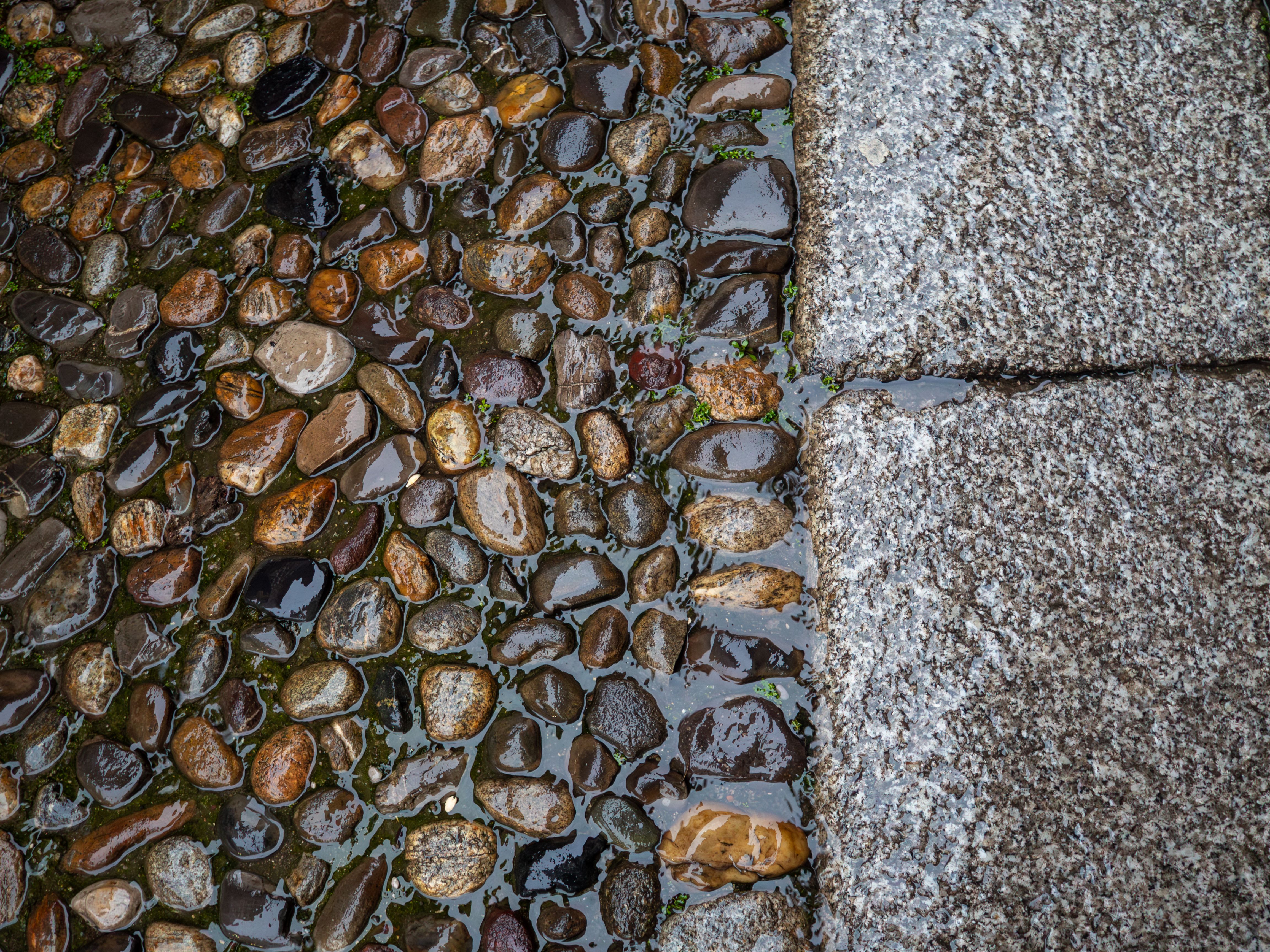river stones path