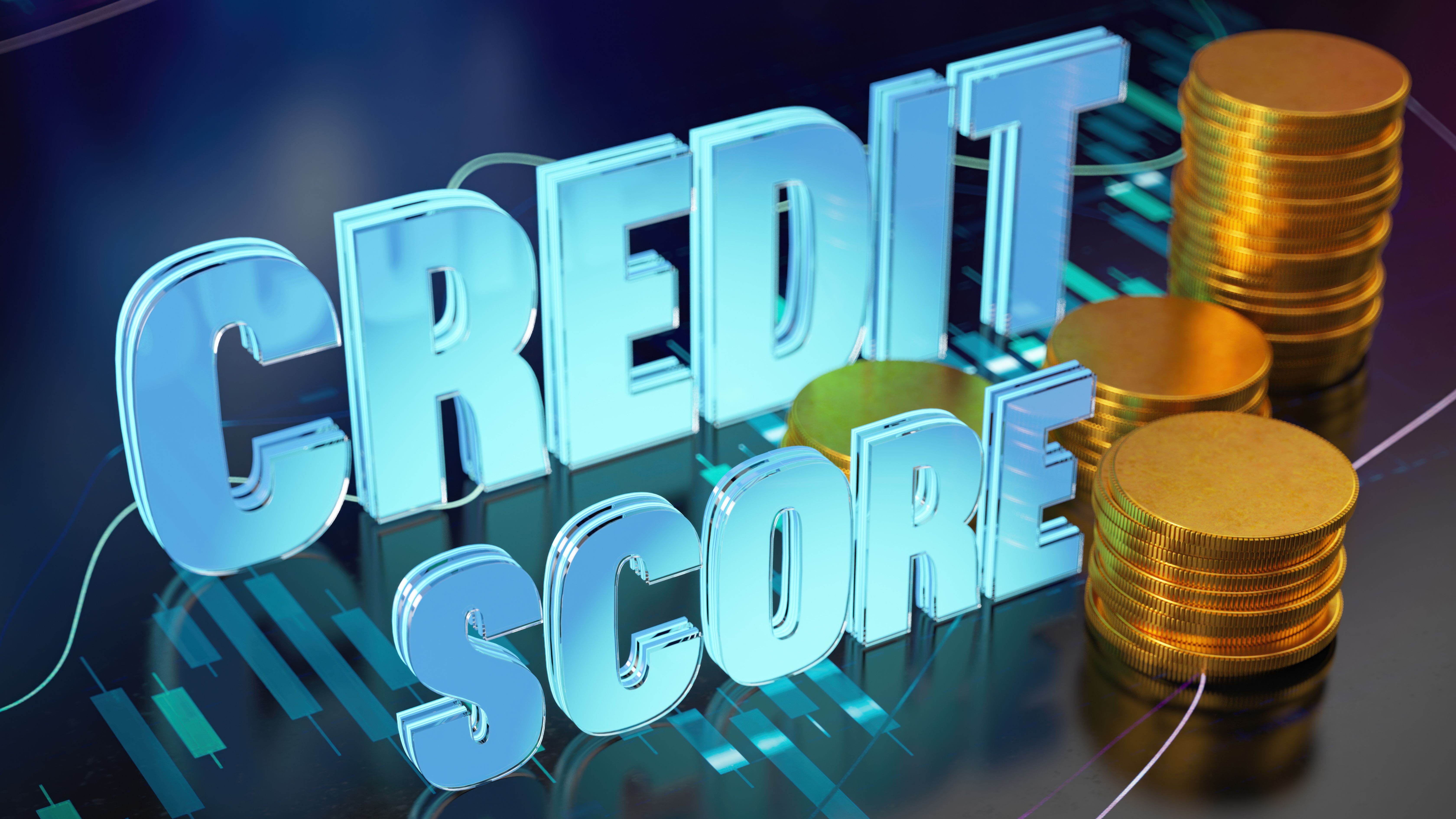 Credit Score Concept with Gold Coin on Financial Chart Credit Score Concept with Gold Coin on Financial Chart