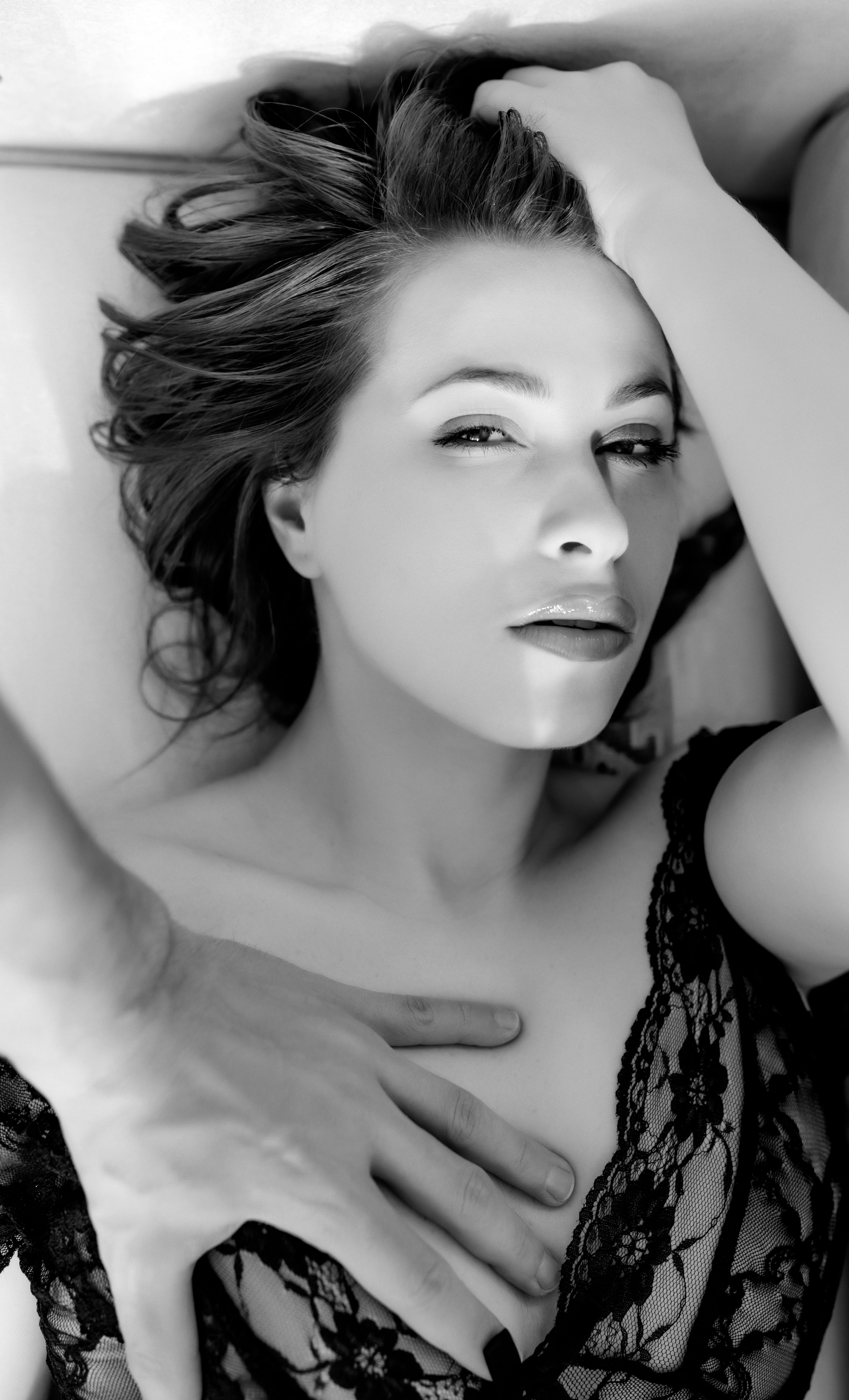 man touching sexy woman