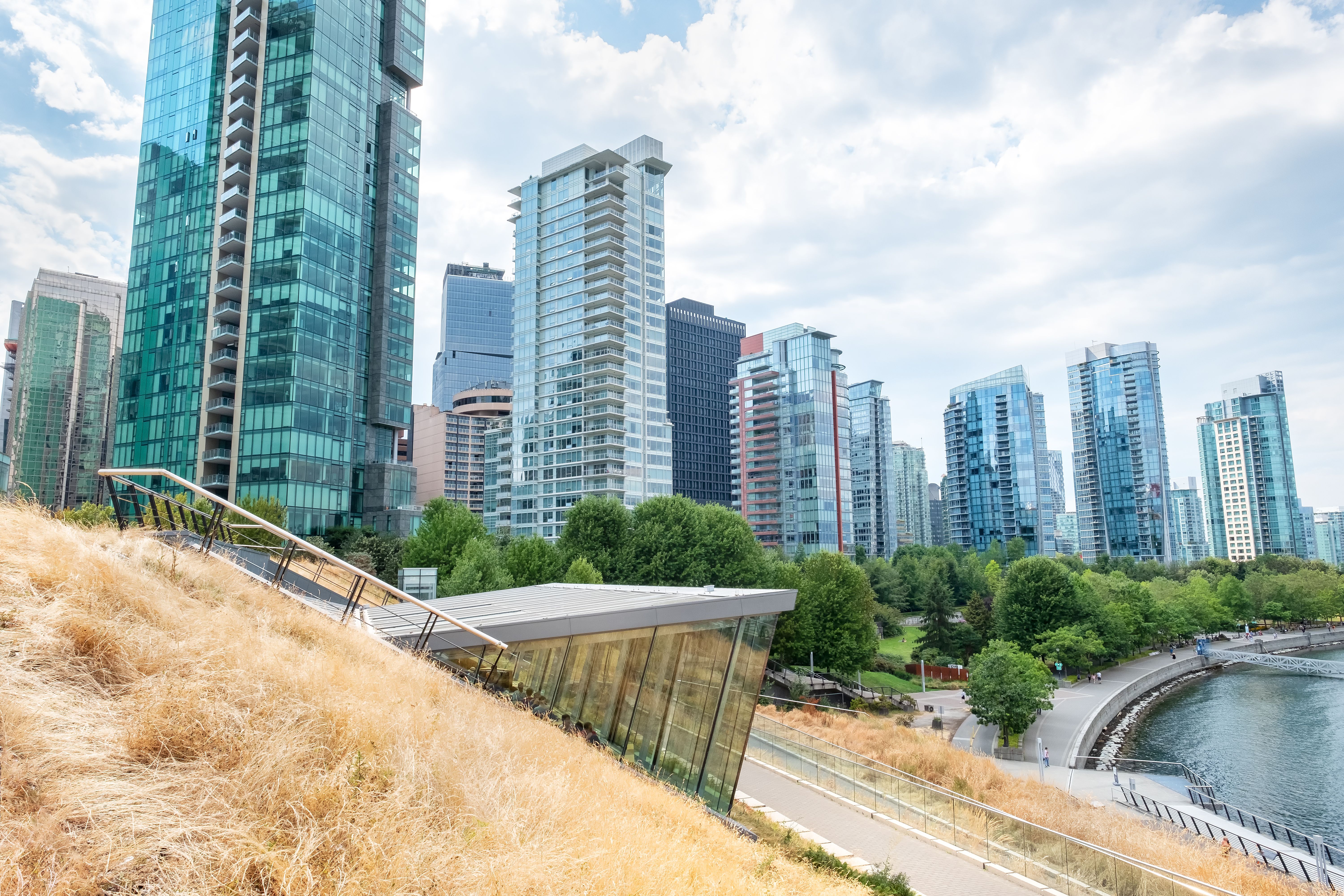 Green City Landscaped with Native Grasses and Public Waterfront Park