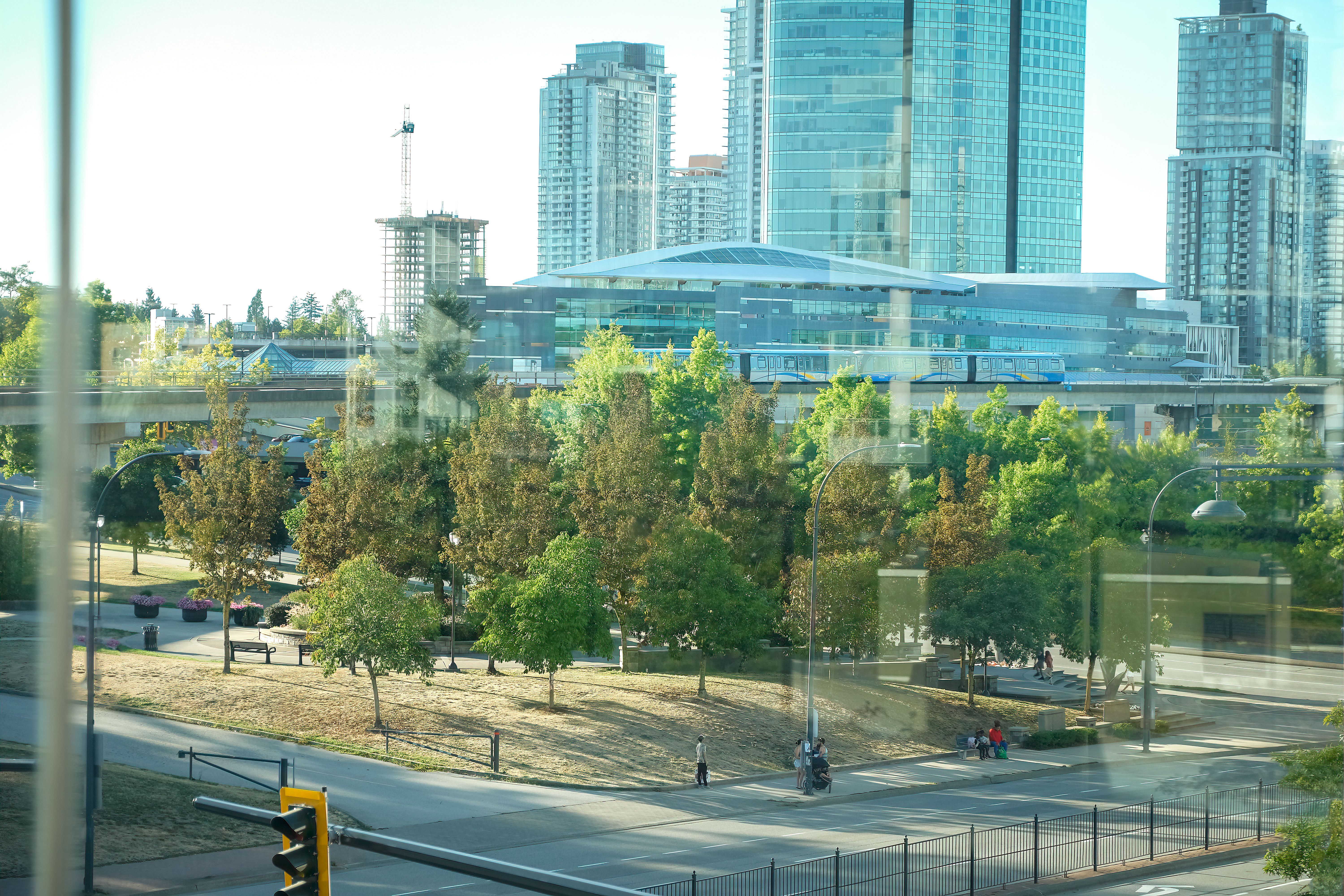Driverless Fully Autonomous Elevated Lightrail Train, Viewed from Train Station