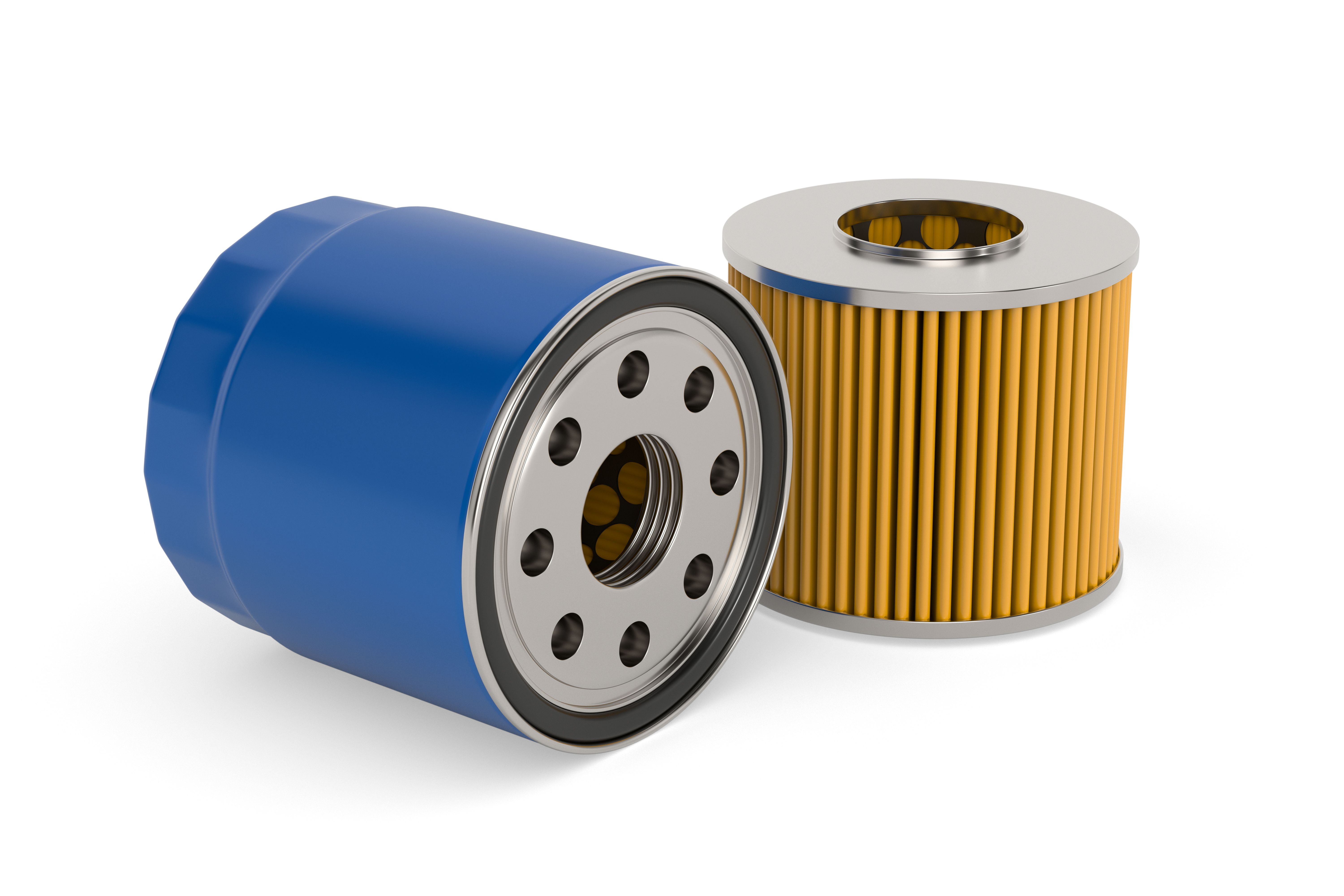 Car oil filter on white background. Isolated 3D illustration