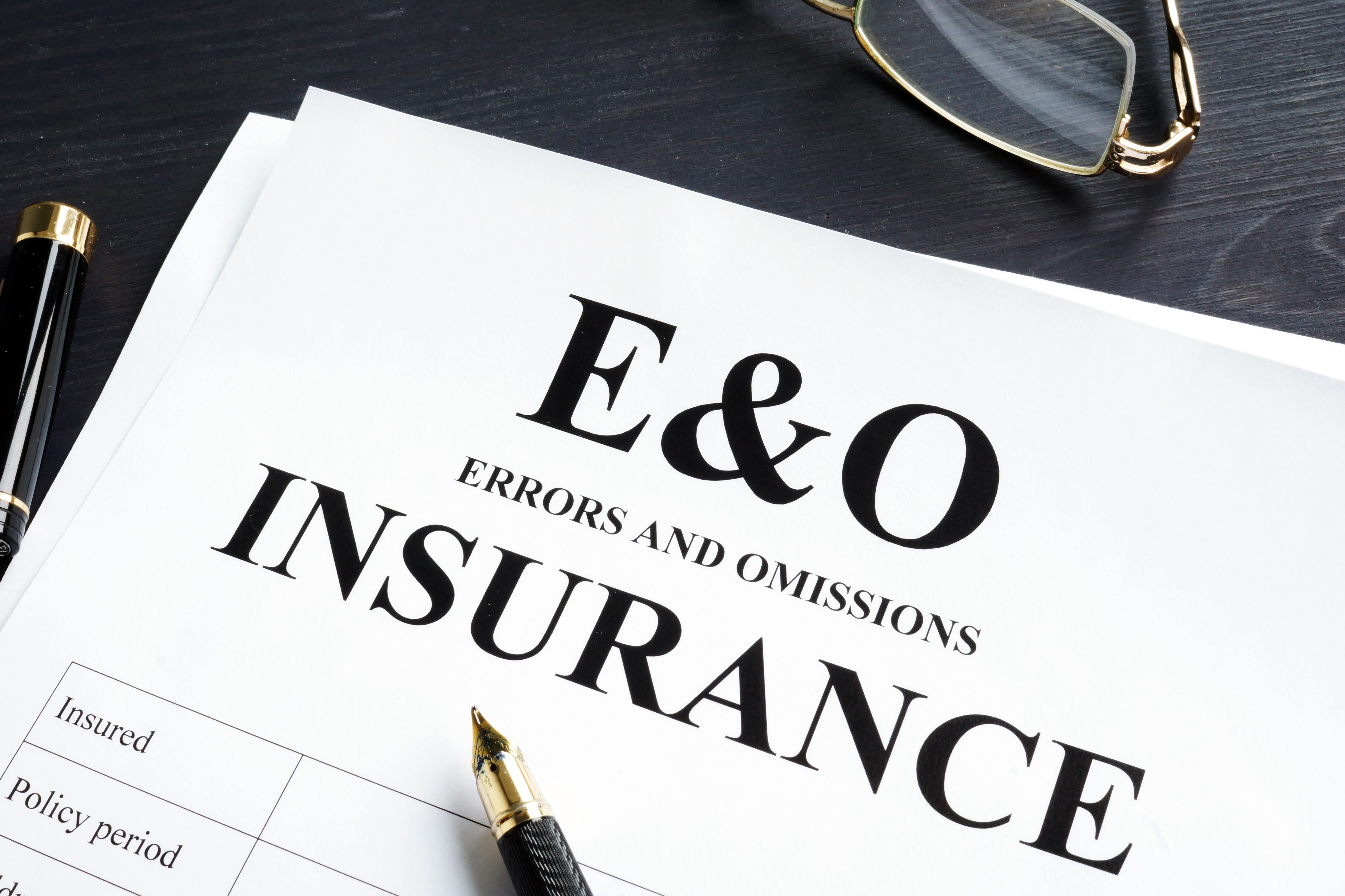 Errors and omissions insurance E&O form. Professional liability.