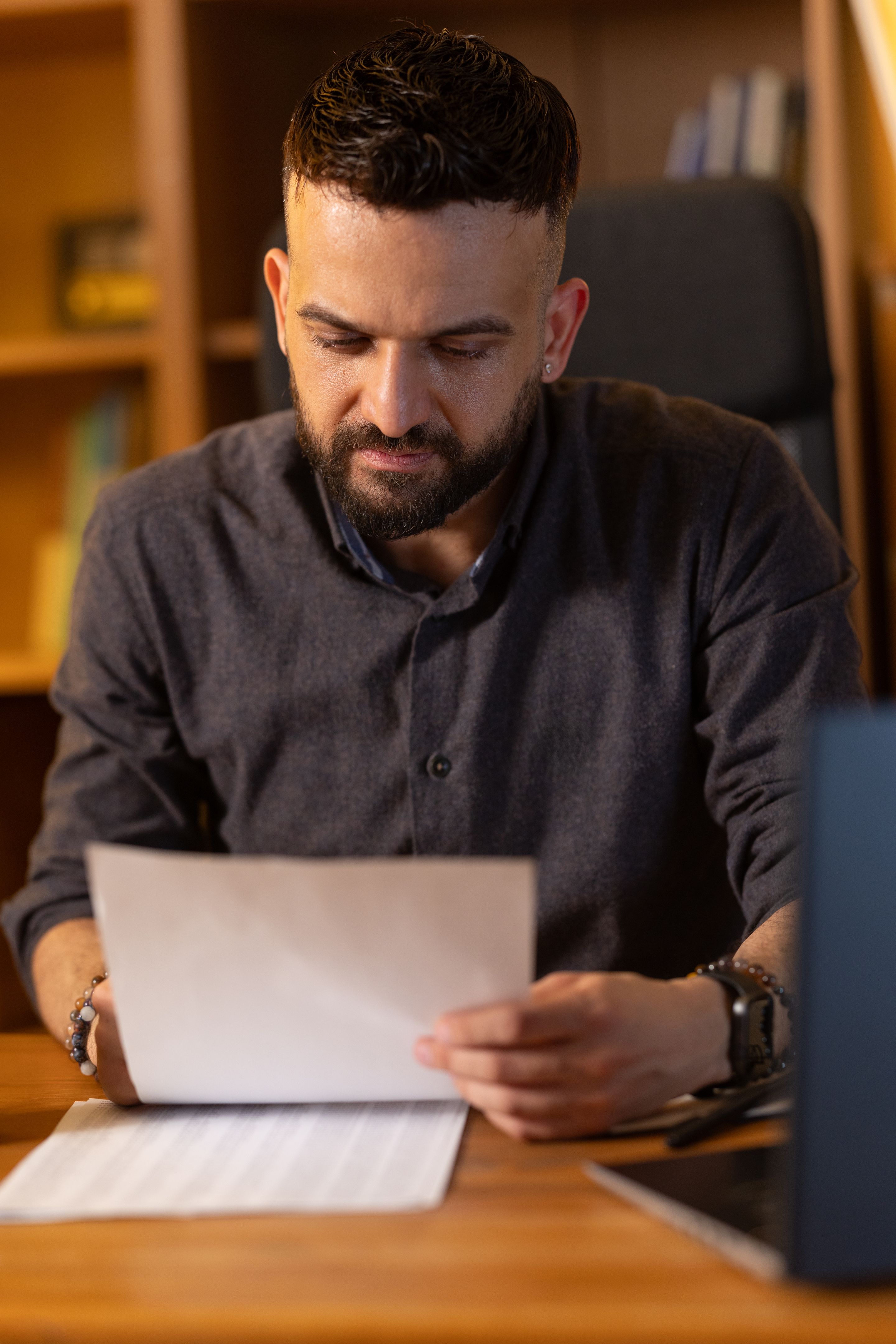 artist reading document