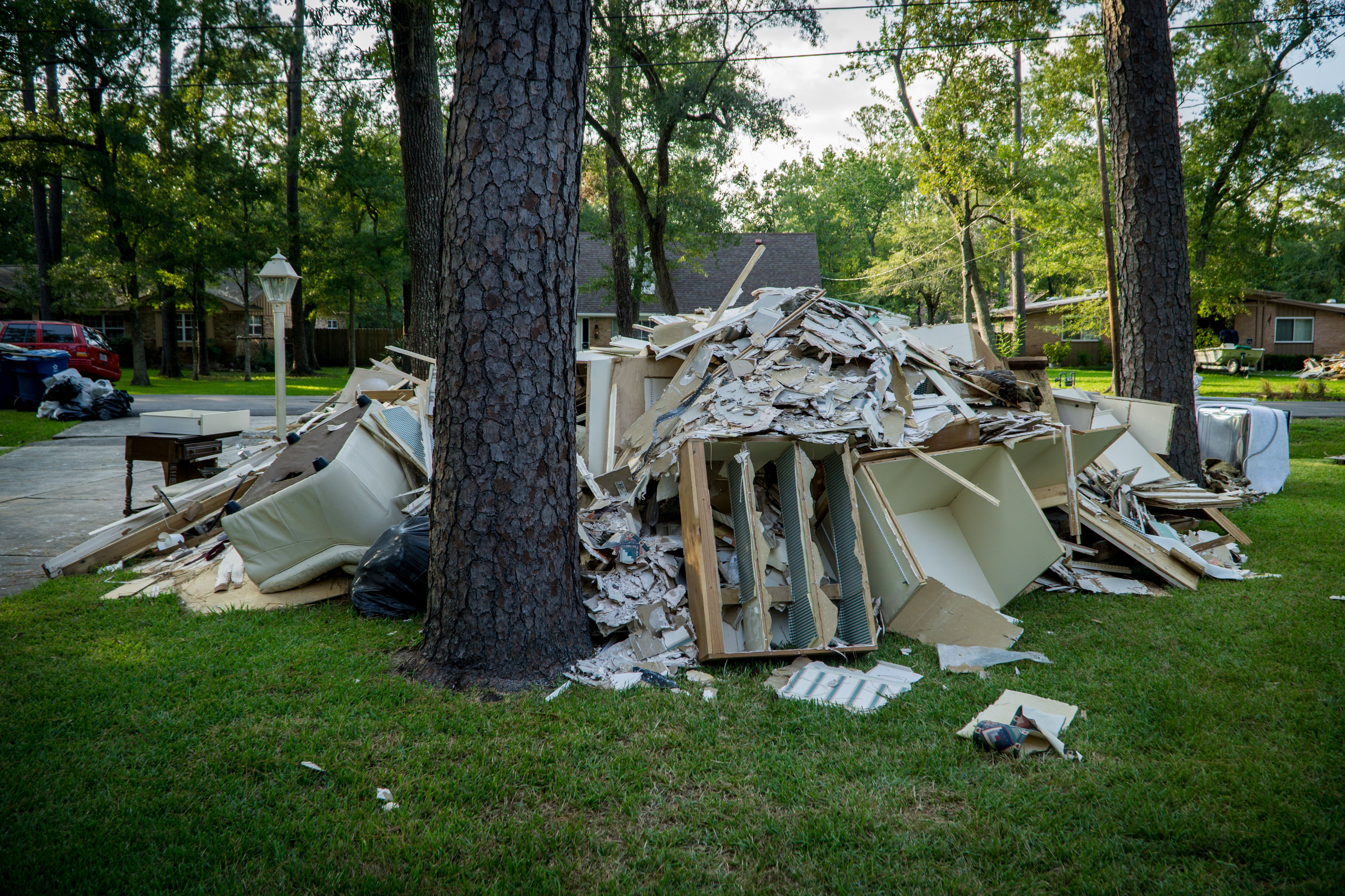 Trash and debris outside of Houston homes