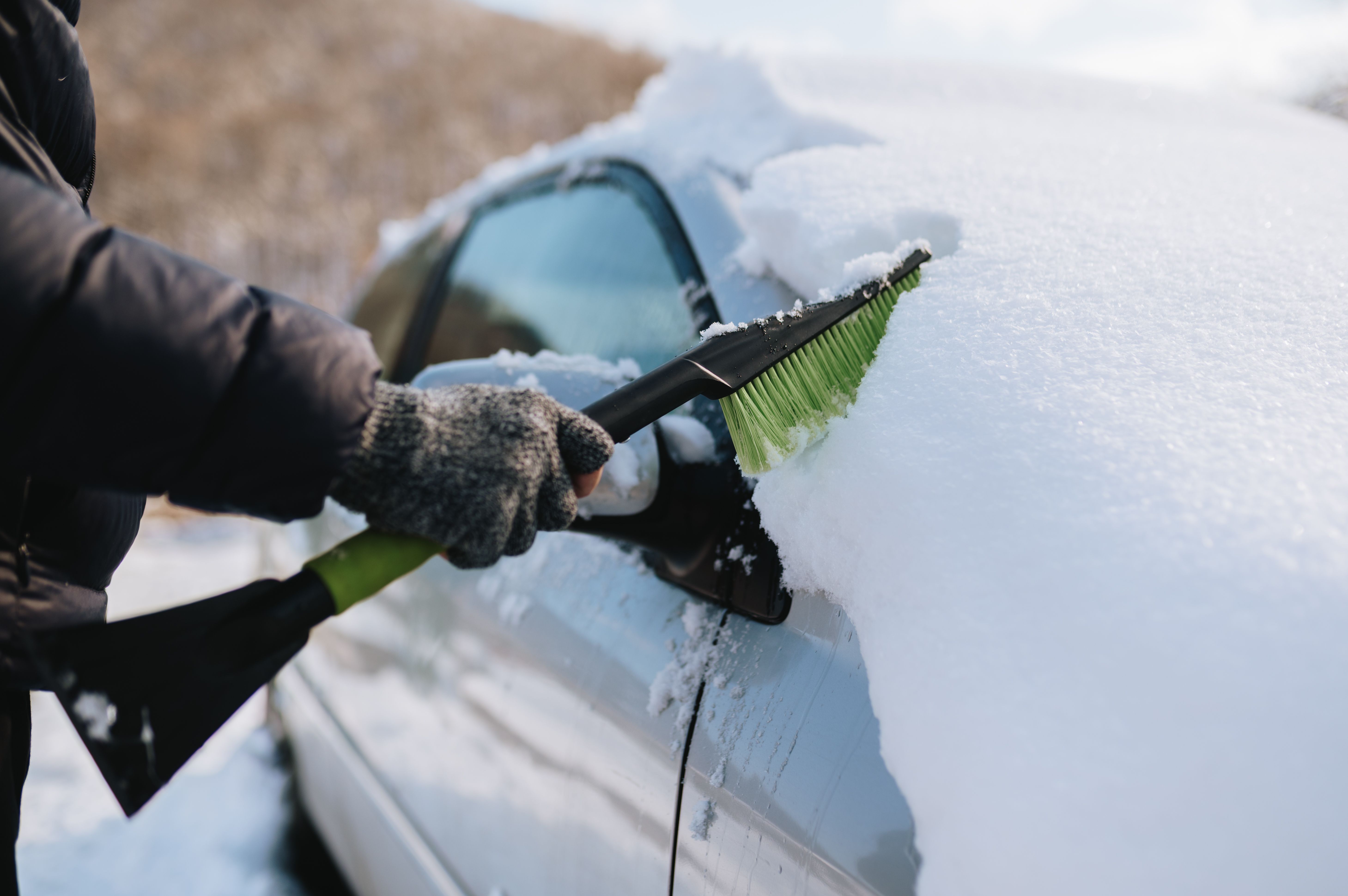 snowy windshield