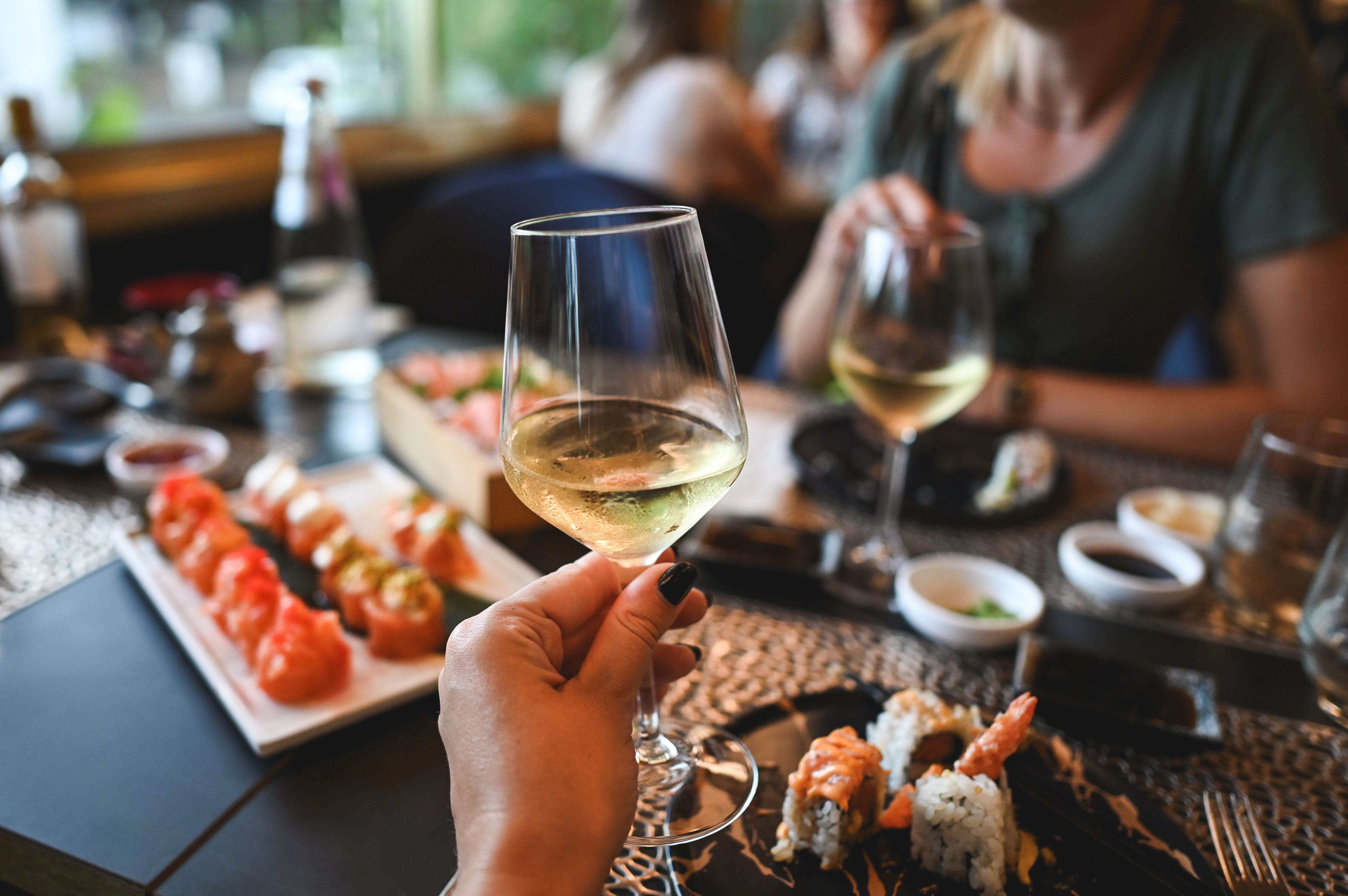 white wine and seafood