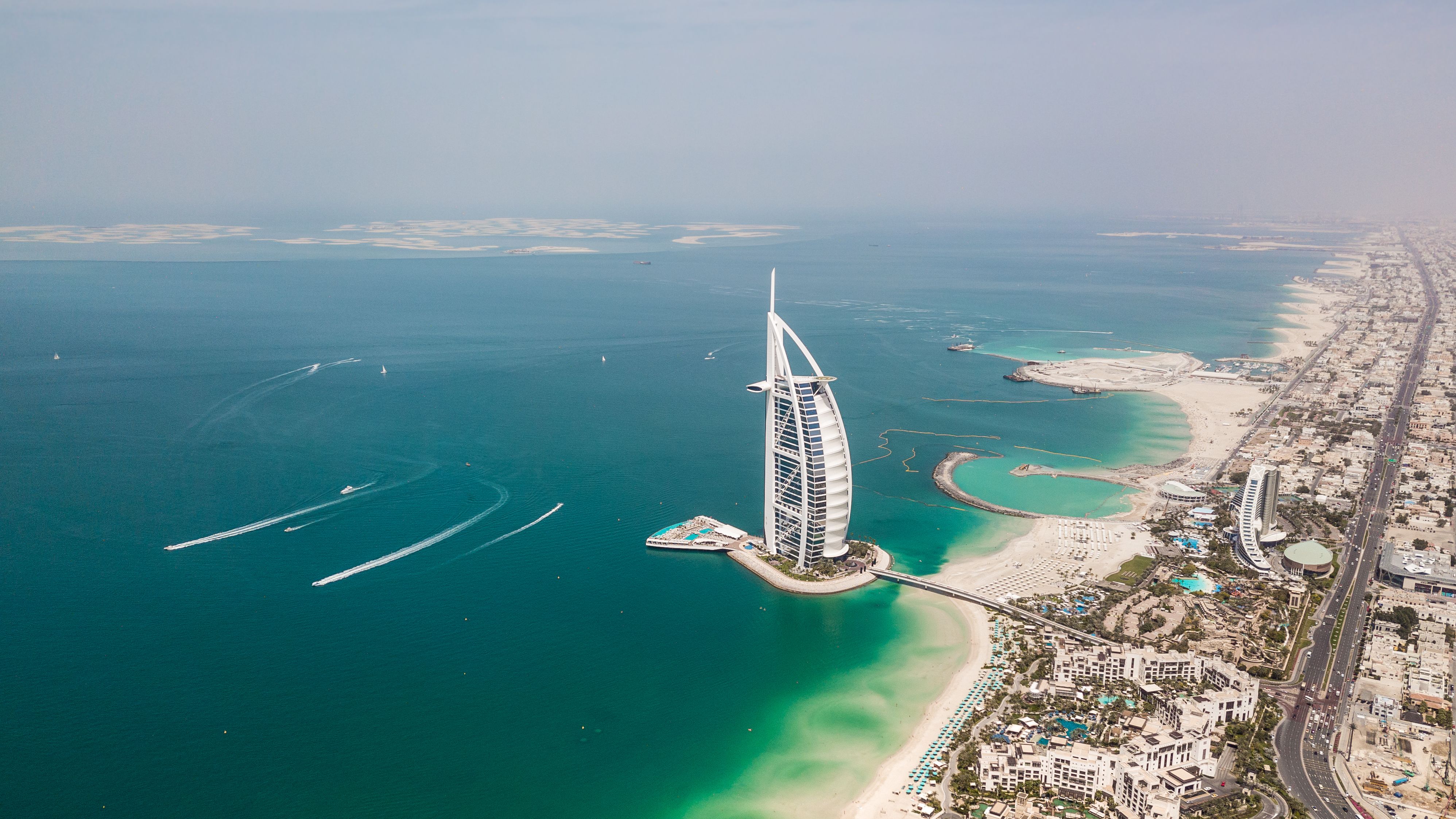 Aerial view of Souk Madinat Jumeirah and Burj Al Arab