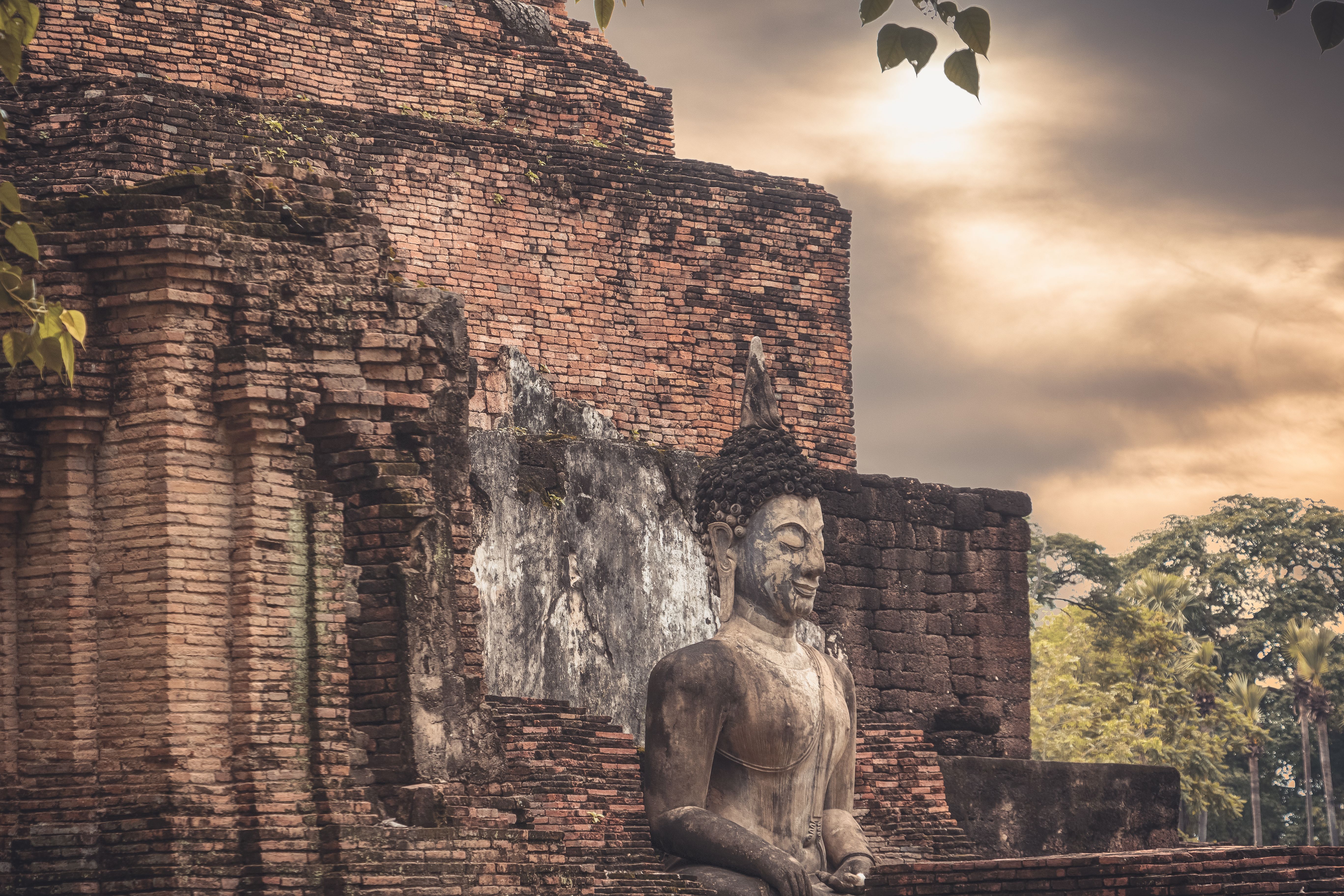 Buddhism Buddha Statue Ancient at Sukhothai,Thailand. Historic City of  Thailand Travel.
