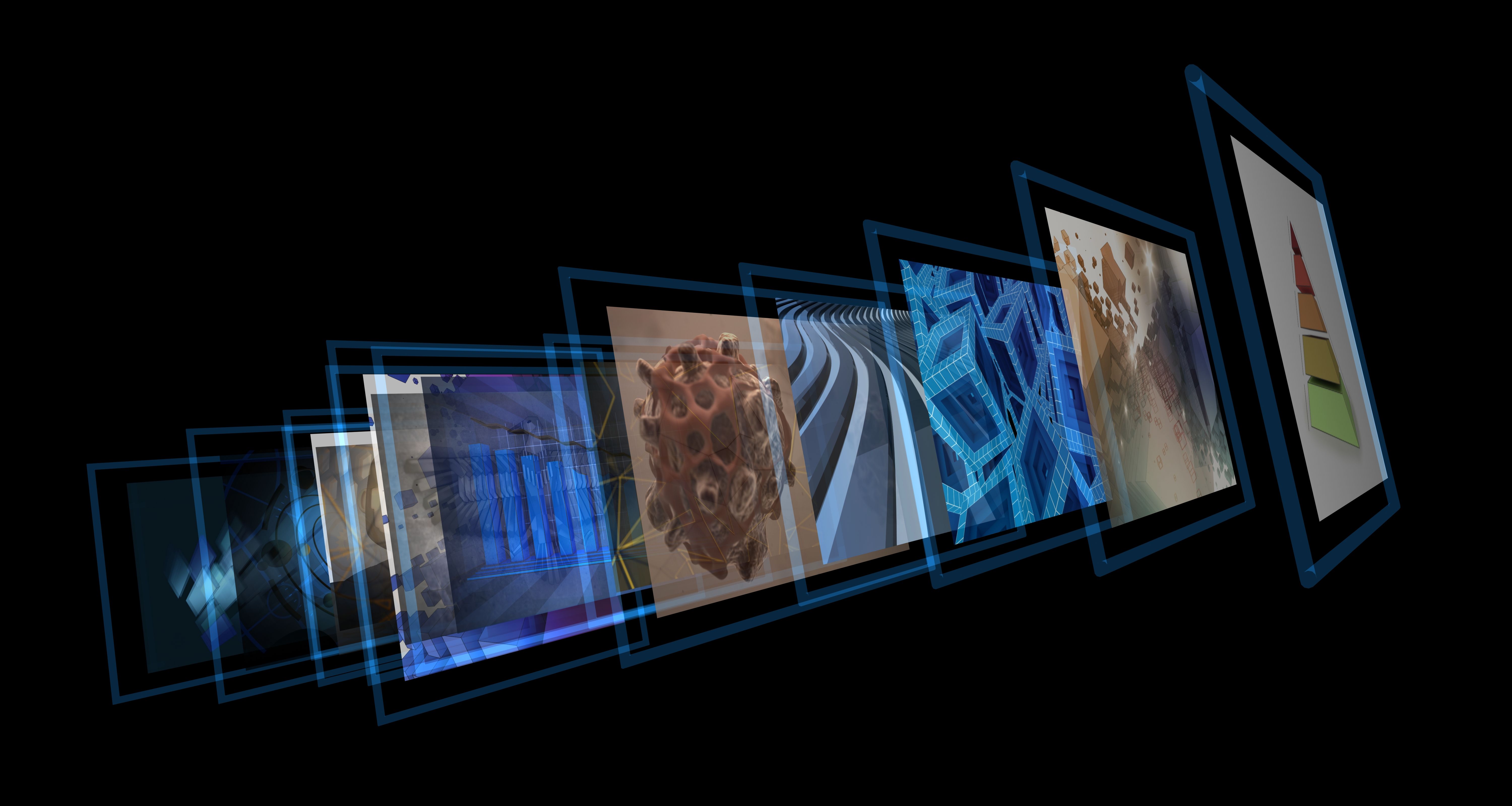 Multiple screens virtual media projection concept.