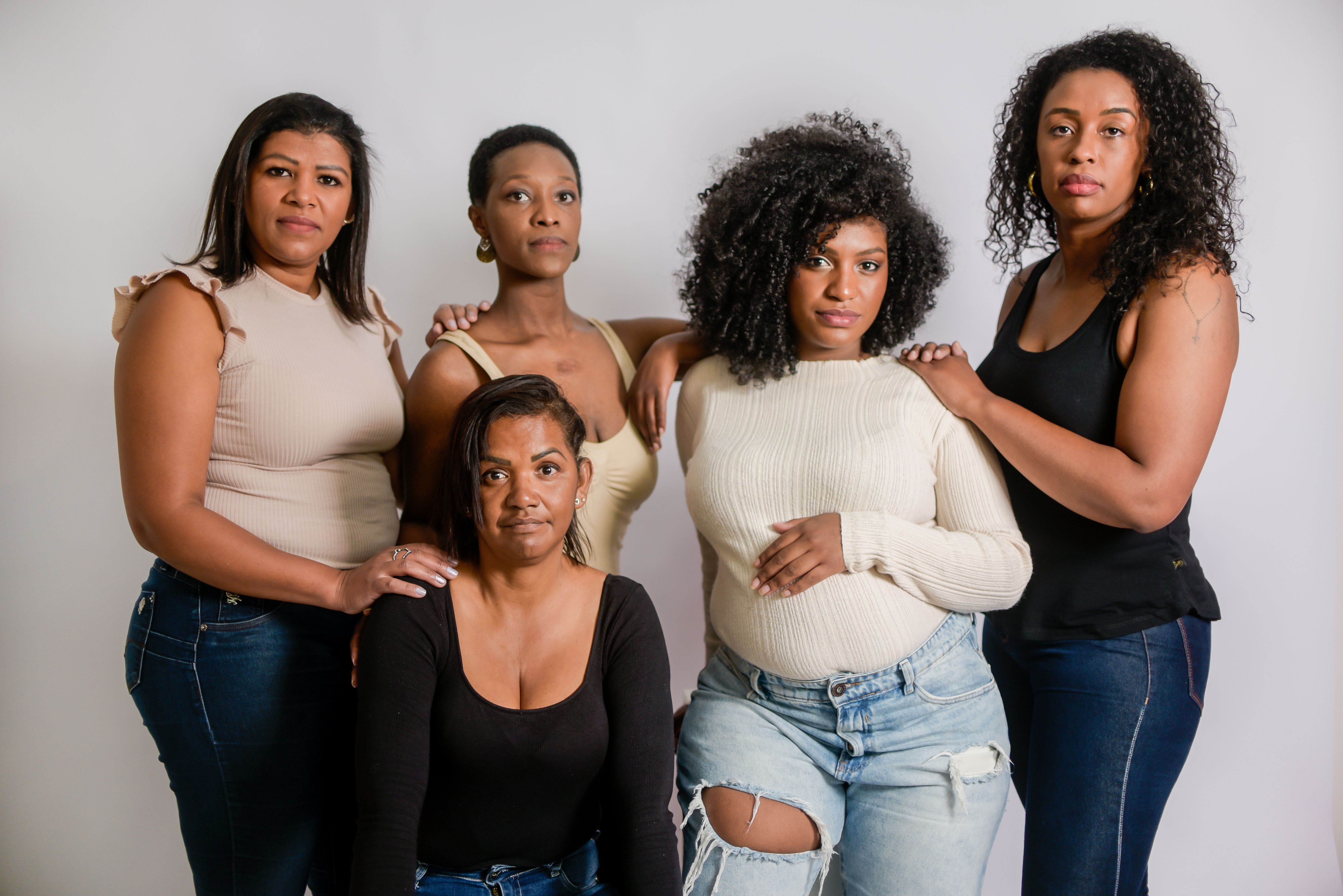 Beautiful Latin American black women on a white background