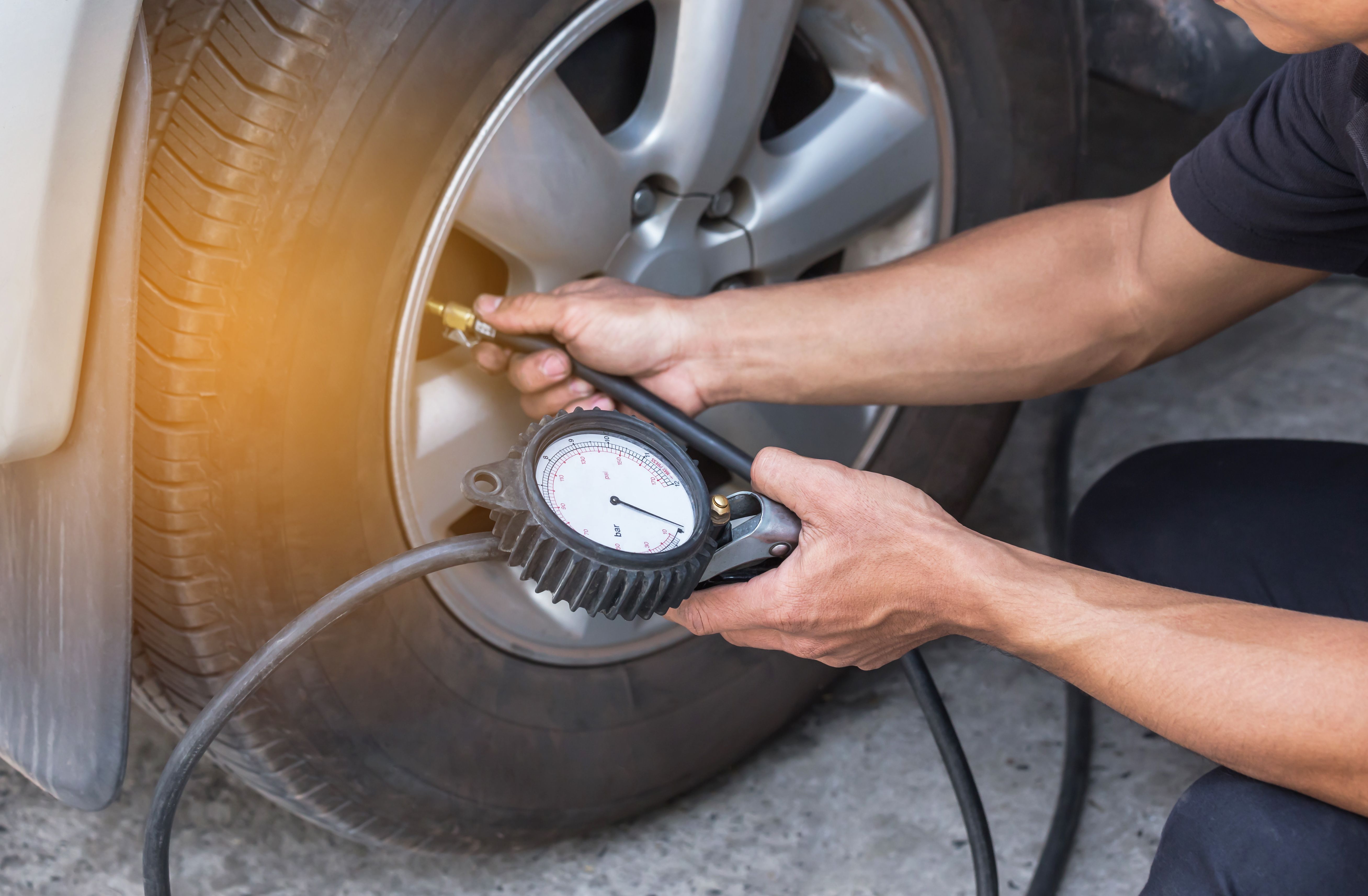 checking tire pressure