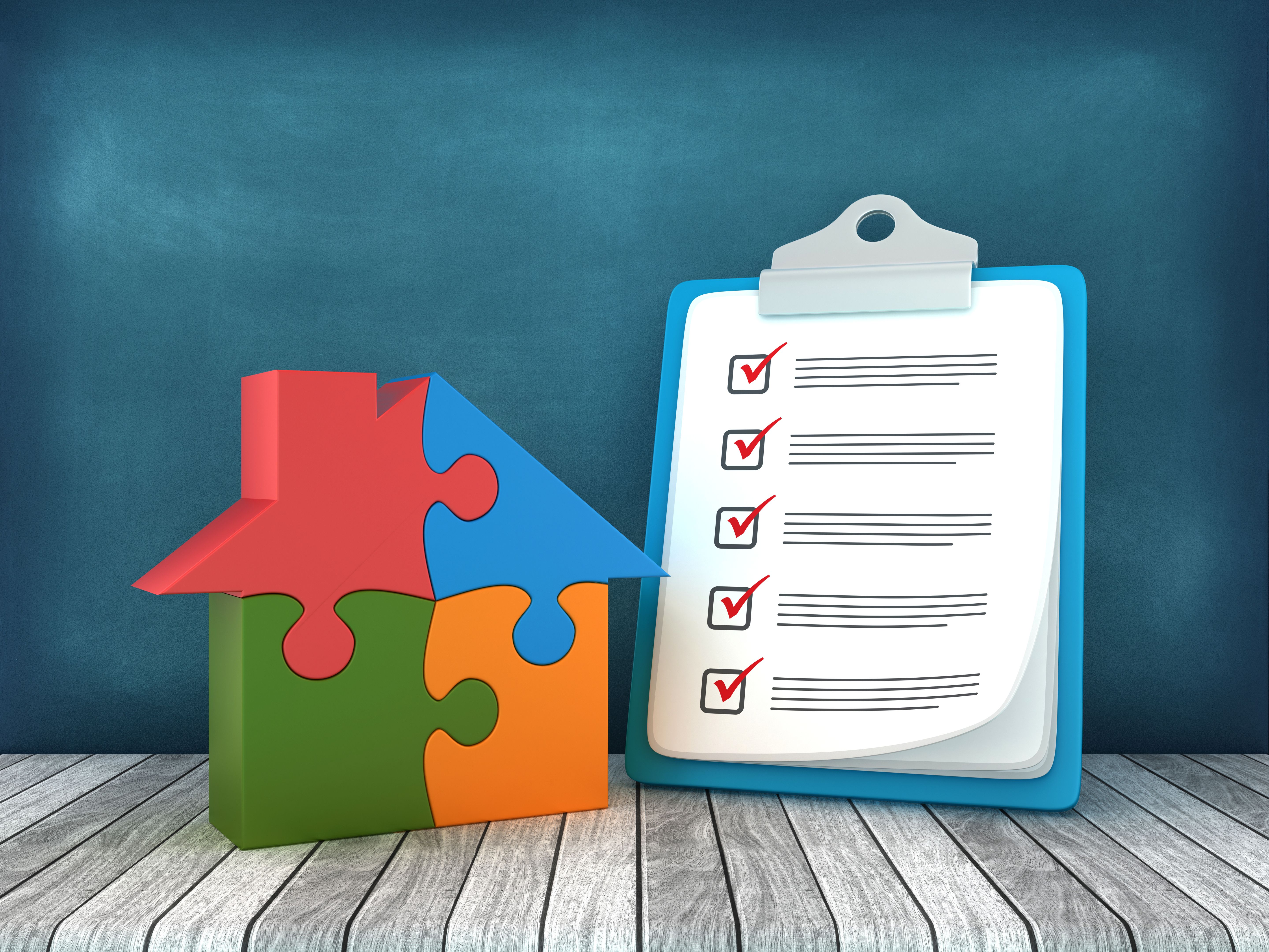 Check List Clipboard with Puzzle House