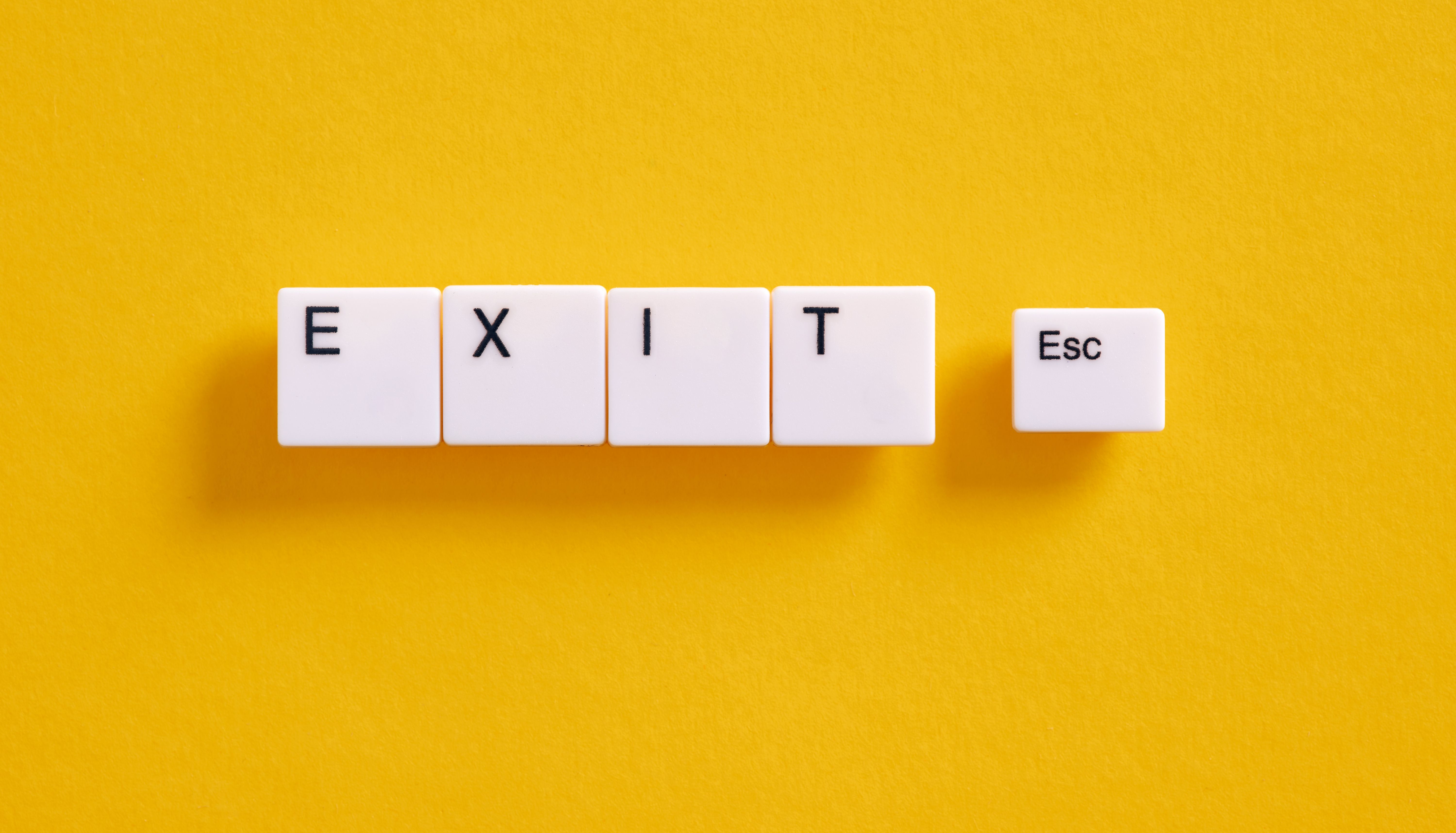 Exit plan in business concept. Computer keyboard keys with the word exit.