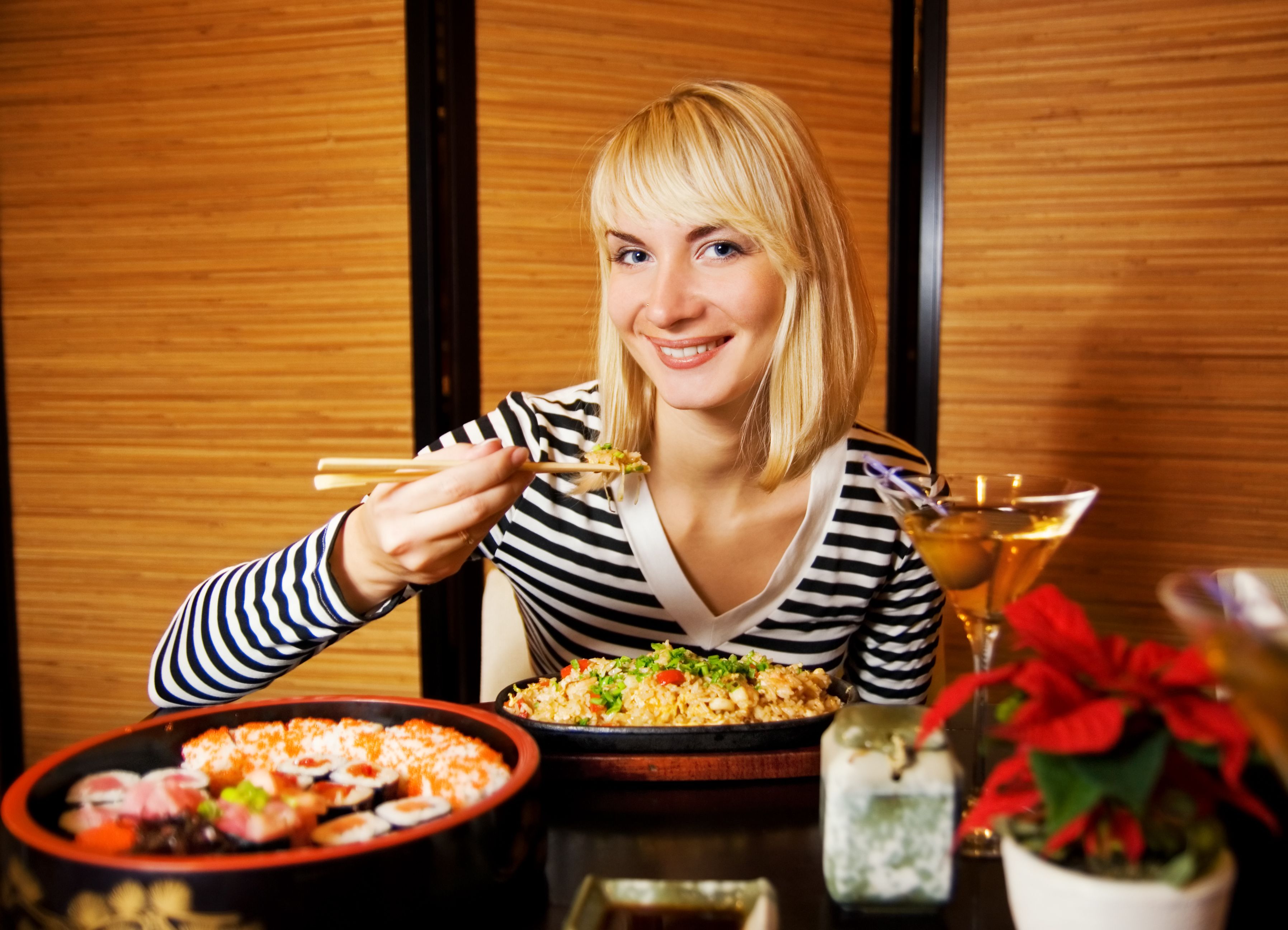 Beutiful blond girl in japanese restaurant Beutiful blond girl in japanese restaurant