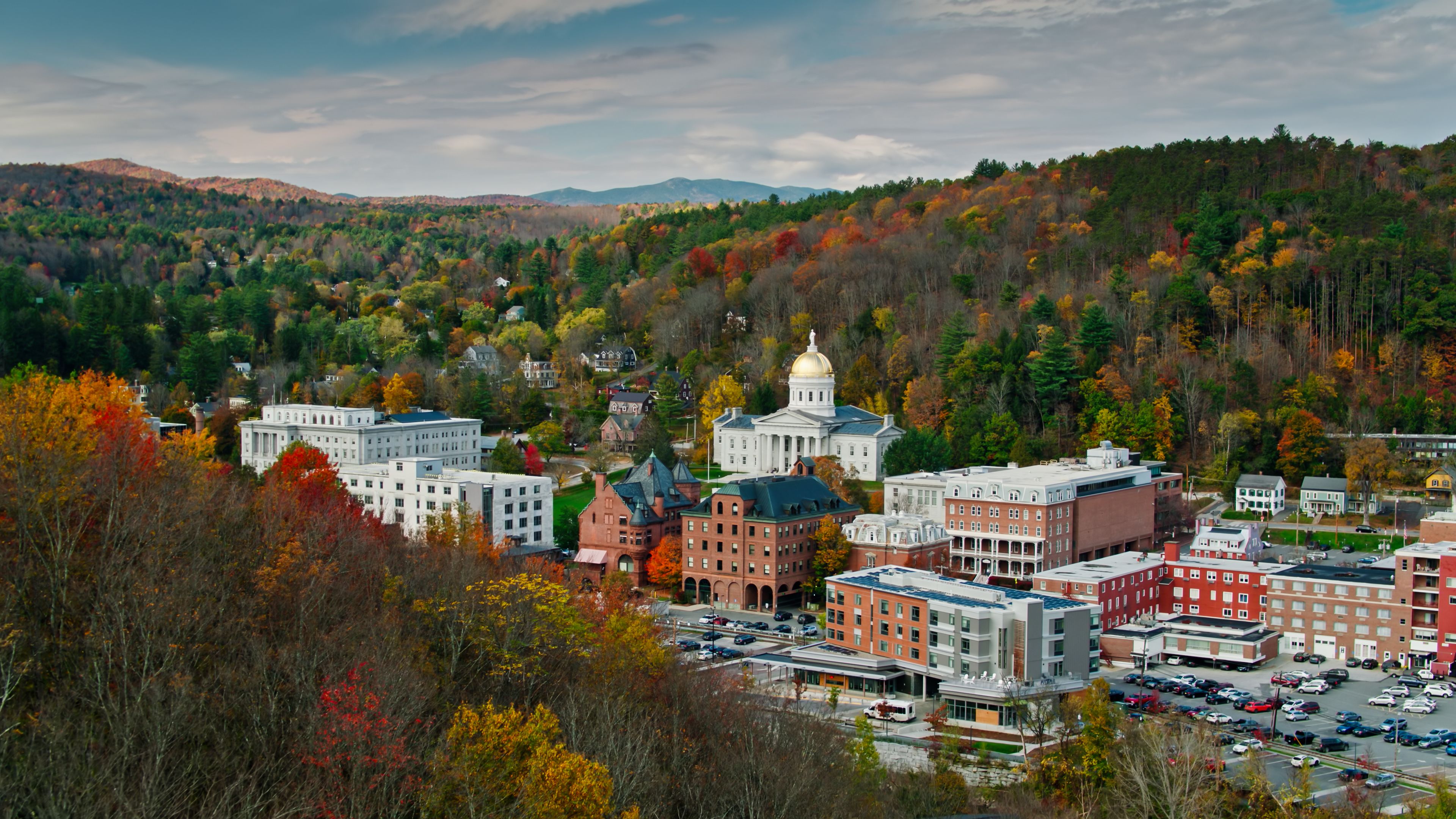 Fall Colors Around the State House and Downtown Buildings in Montpelier, Vermont