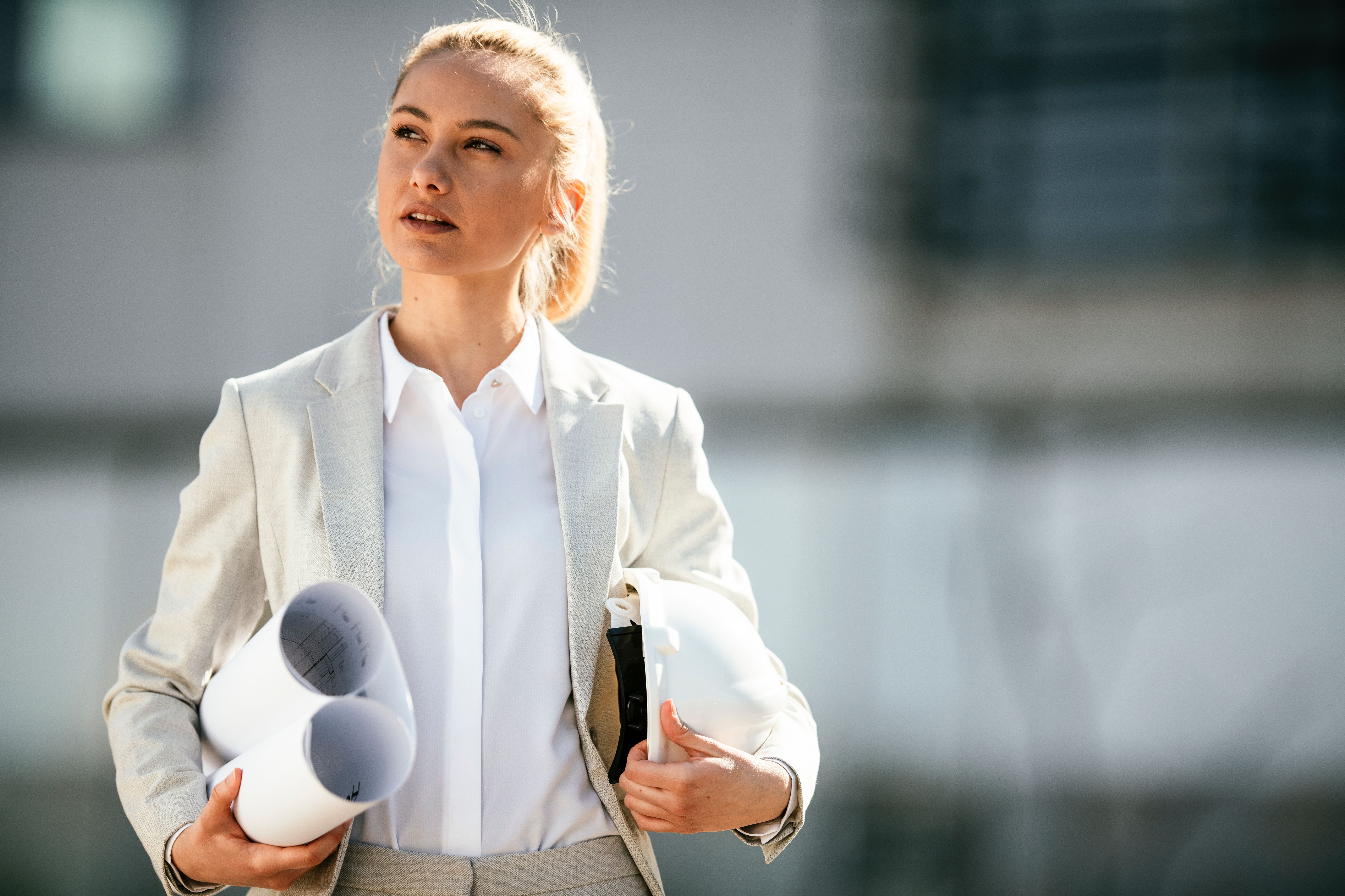 Beautiful businesswoman with project Beautiful businesswoman with project