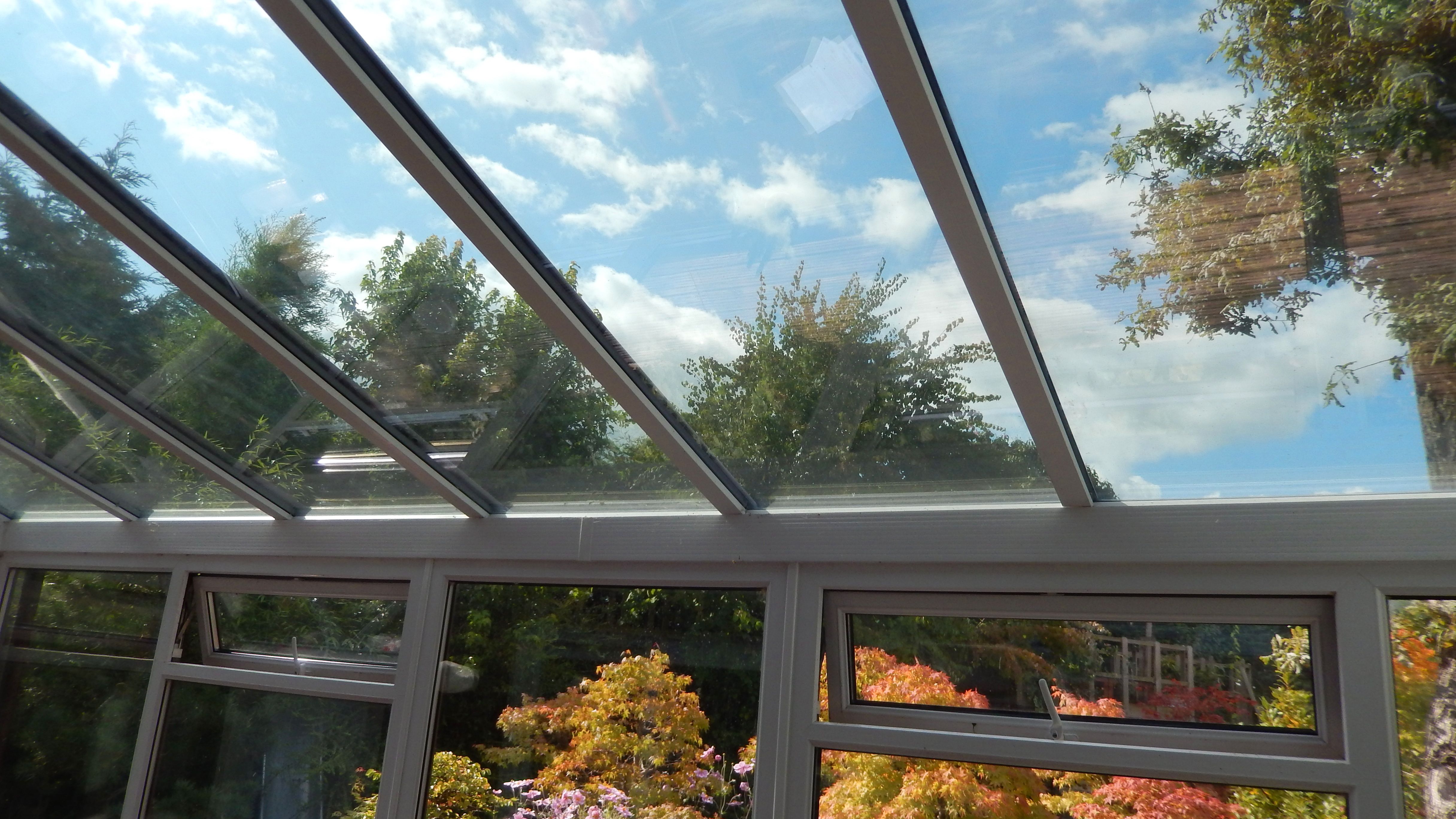 Image of glass conservatory roof panels, with self-cleaning tinted glass