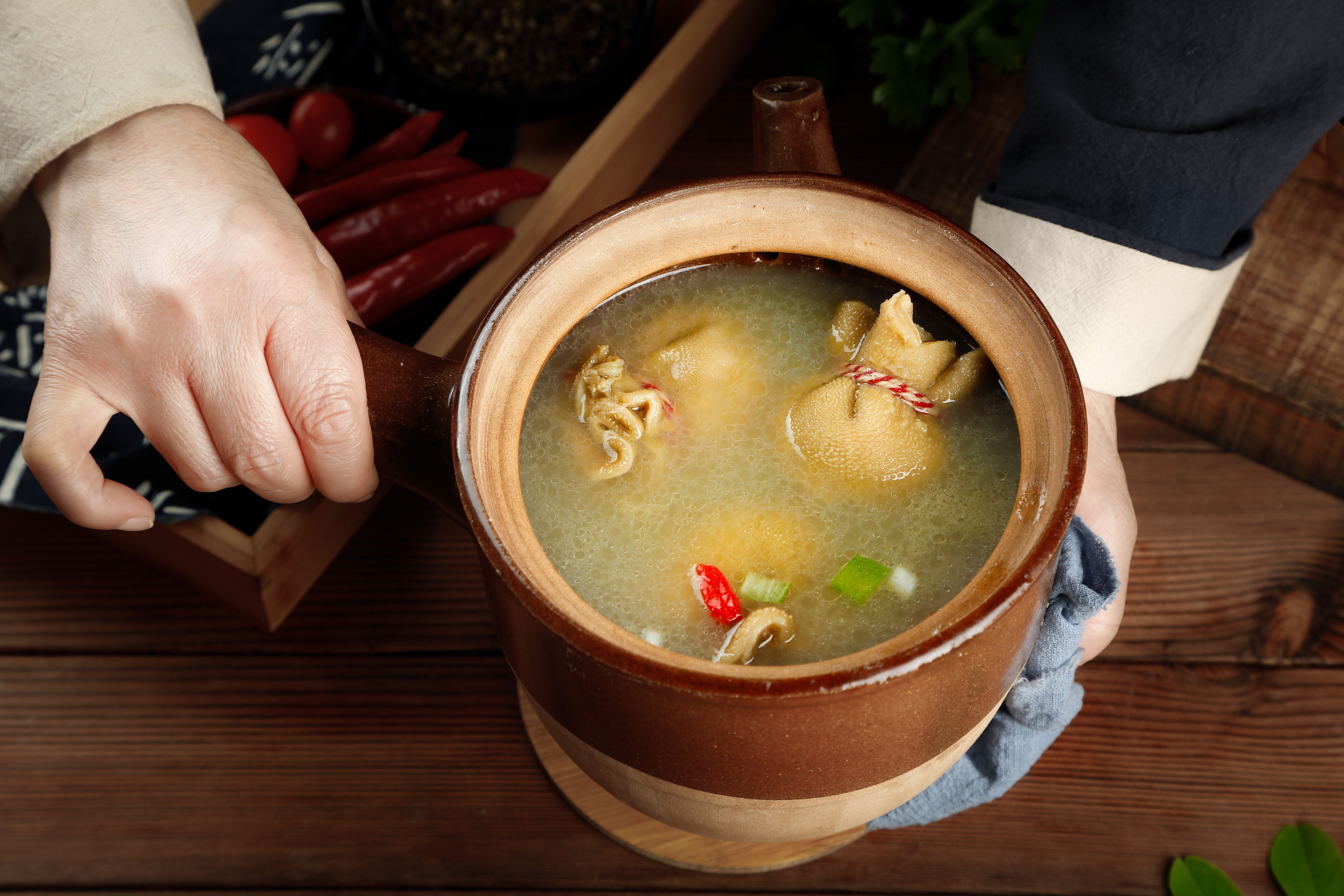 Fresh Mongolian Lamb Soup in Traditional Clay Pot - Inner Mongolia Cuisine Fresh Mongolian Lamb Soup in Traditional Clay Pot - Inner Mongolia Cuisine