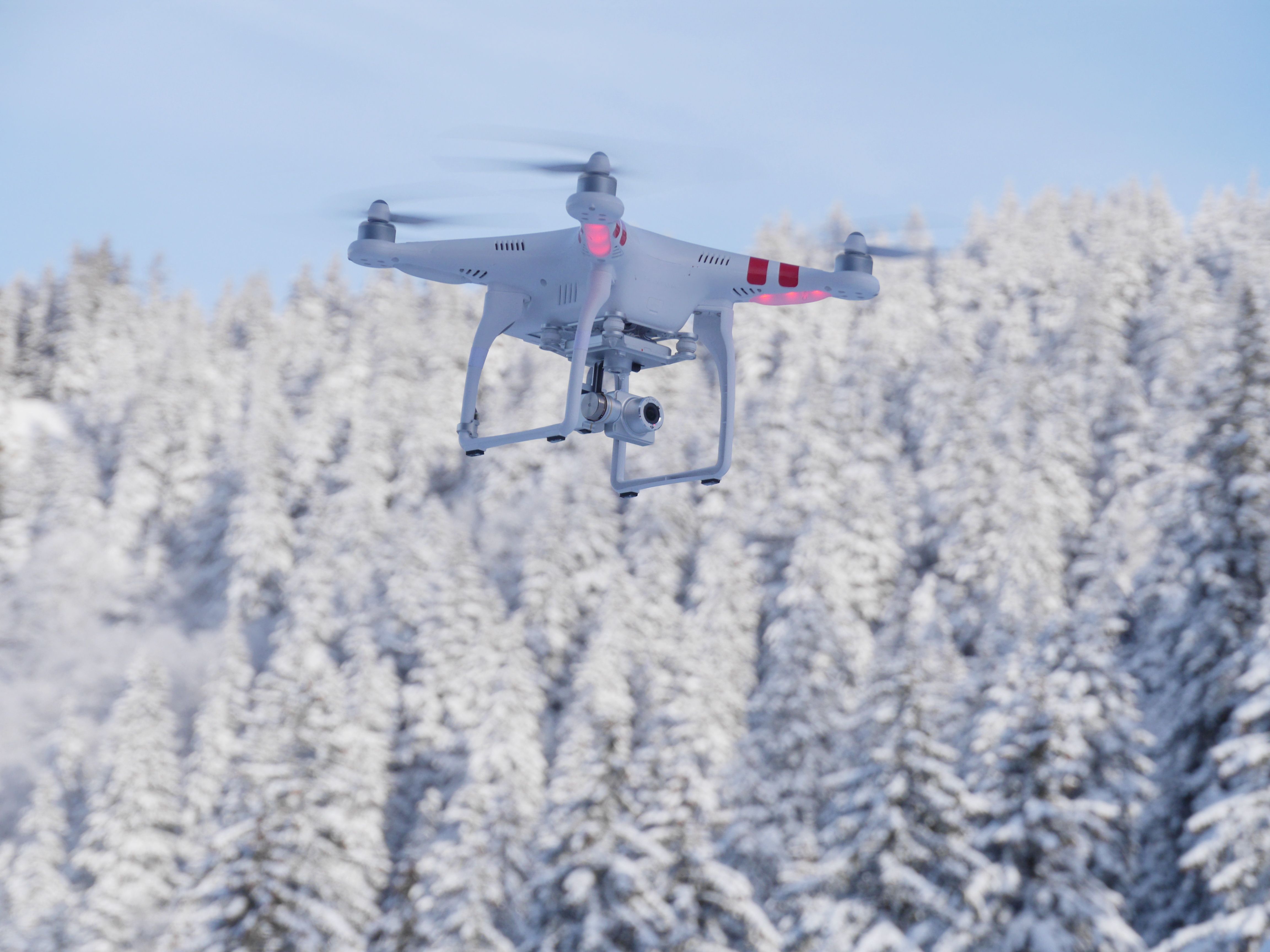 drone flying in winter