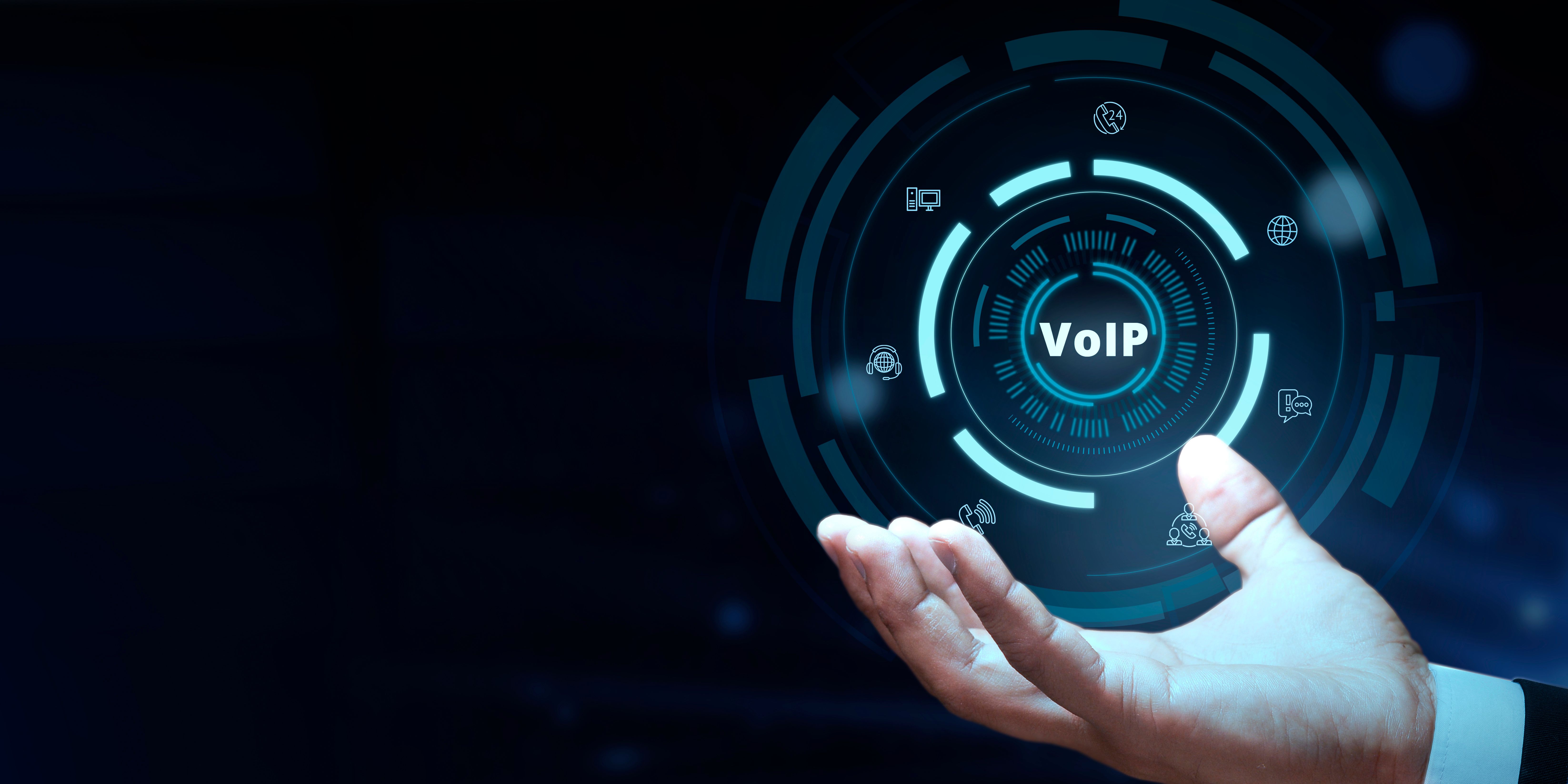 VOIP Global Communications Connectivity Business Information Web Technology. Voice over IP - phone internet call concept.