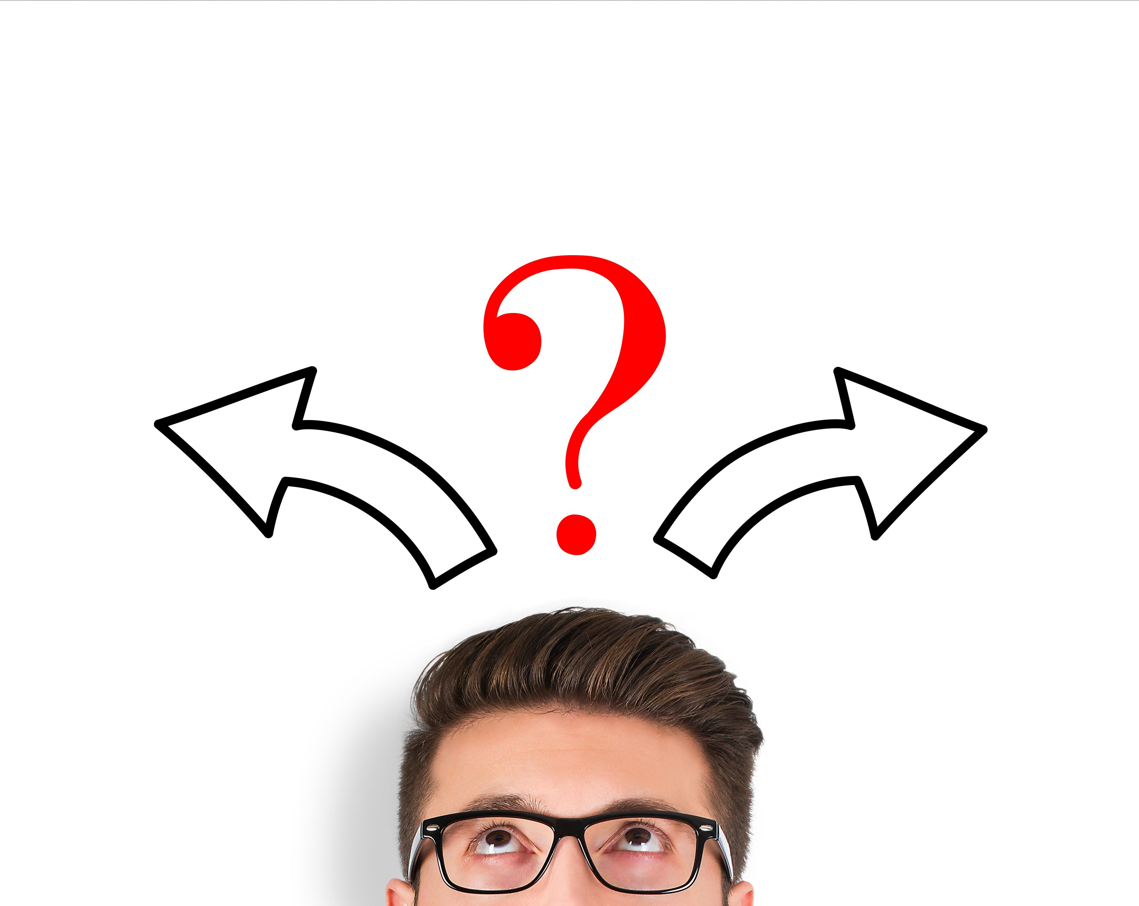 Man thinking on white background Man thinking on white background