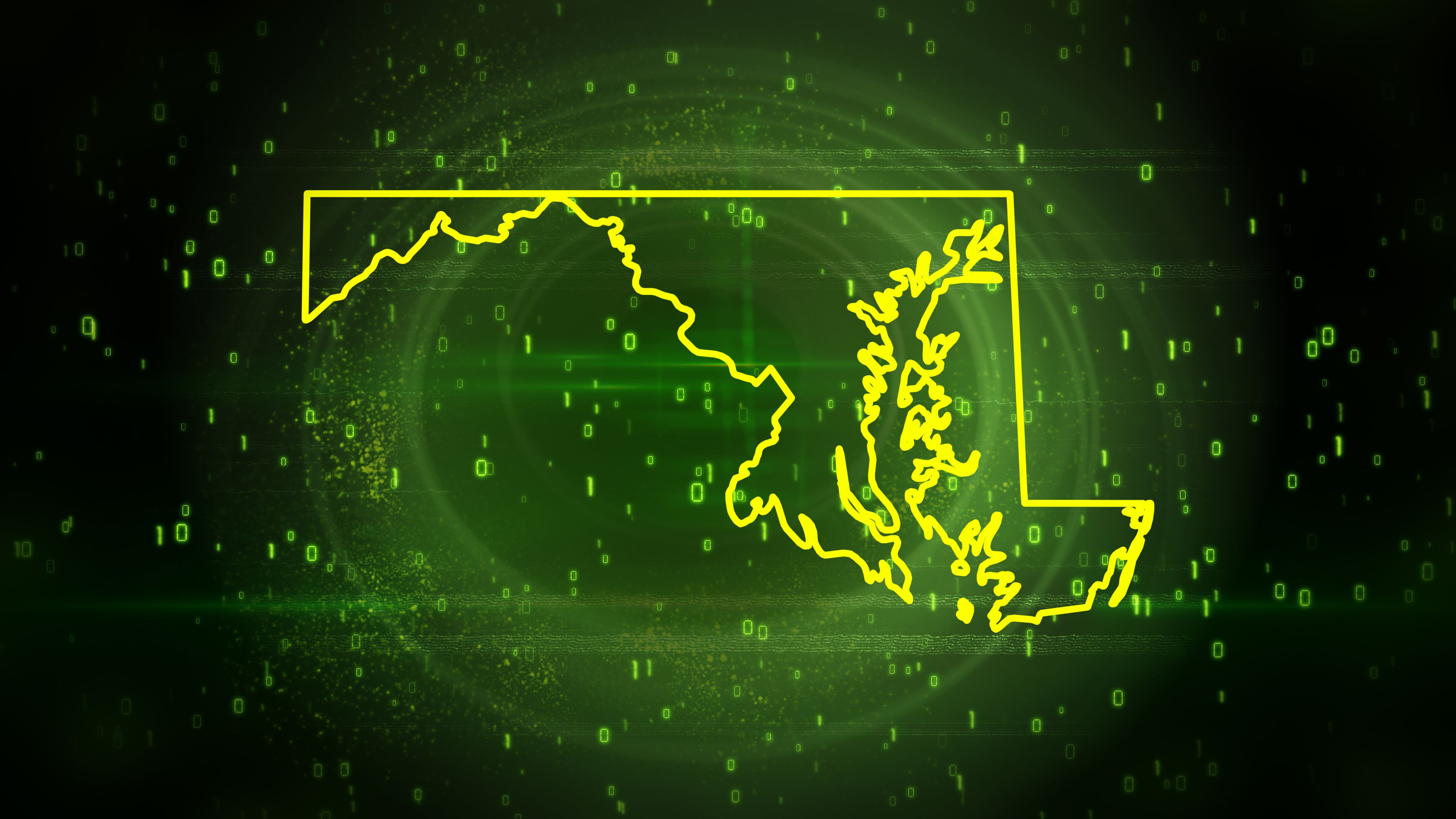 Maryland State Map on Digital Background