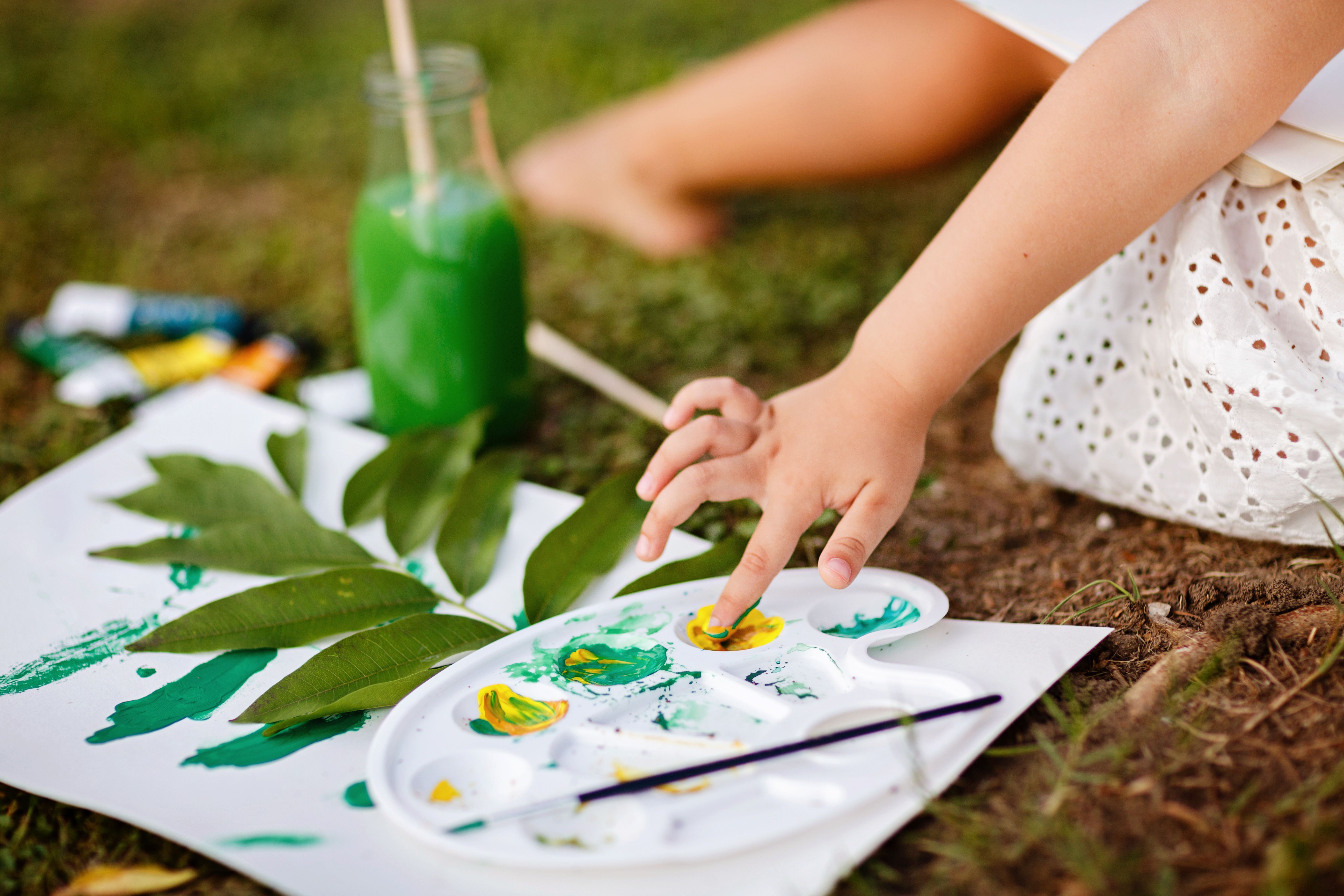 children painting nature