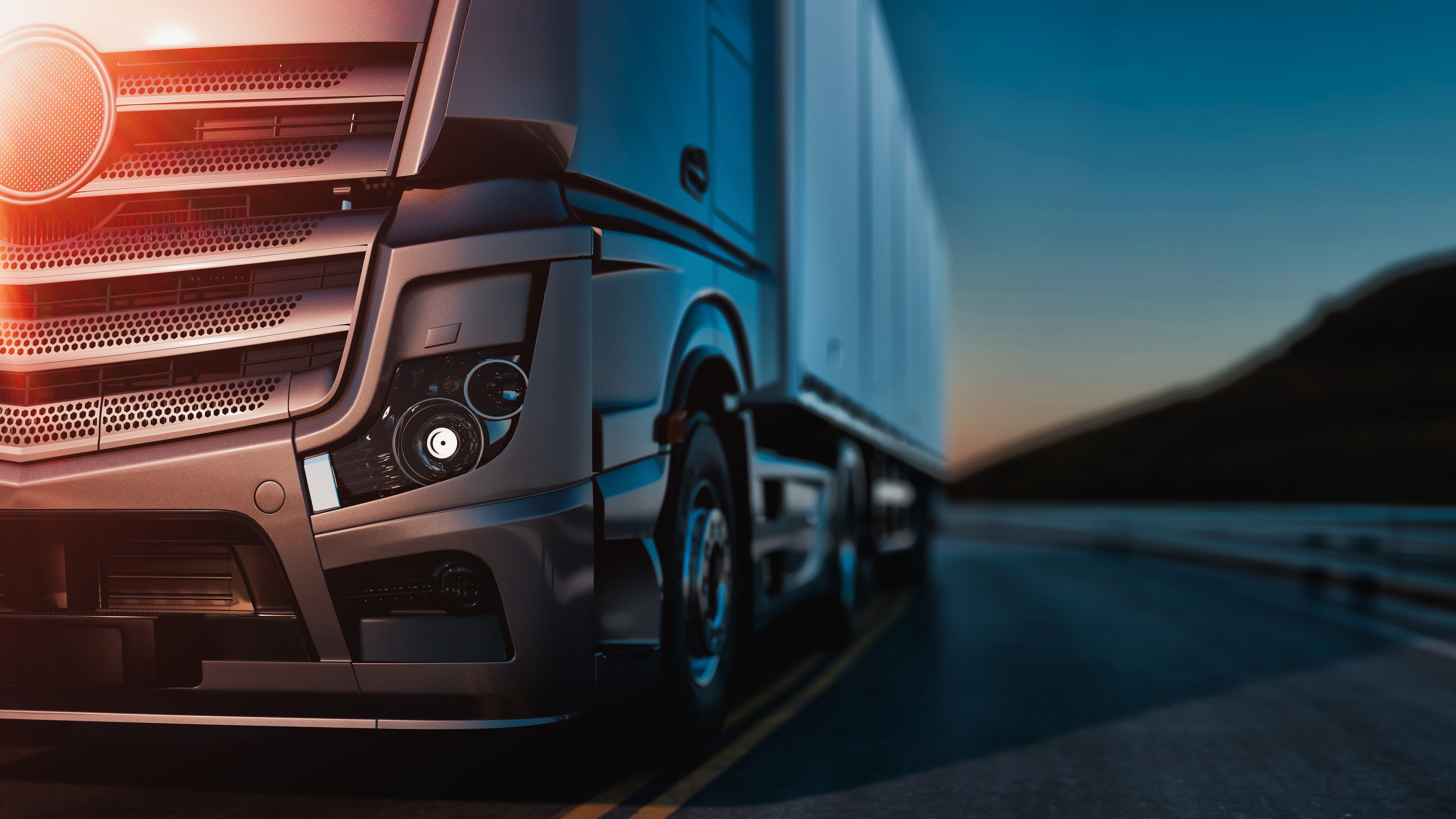 3D Rendering of a Modern Cargo Truck on the Road