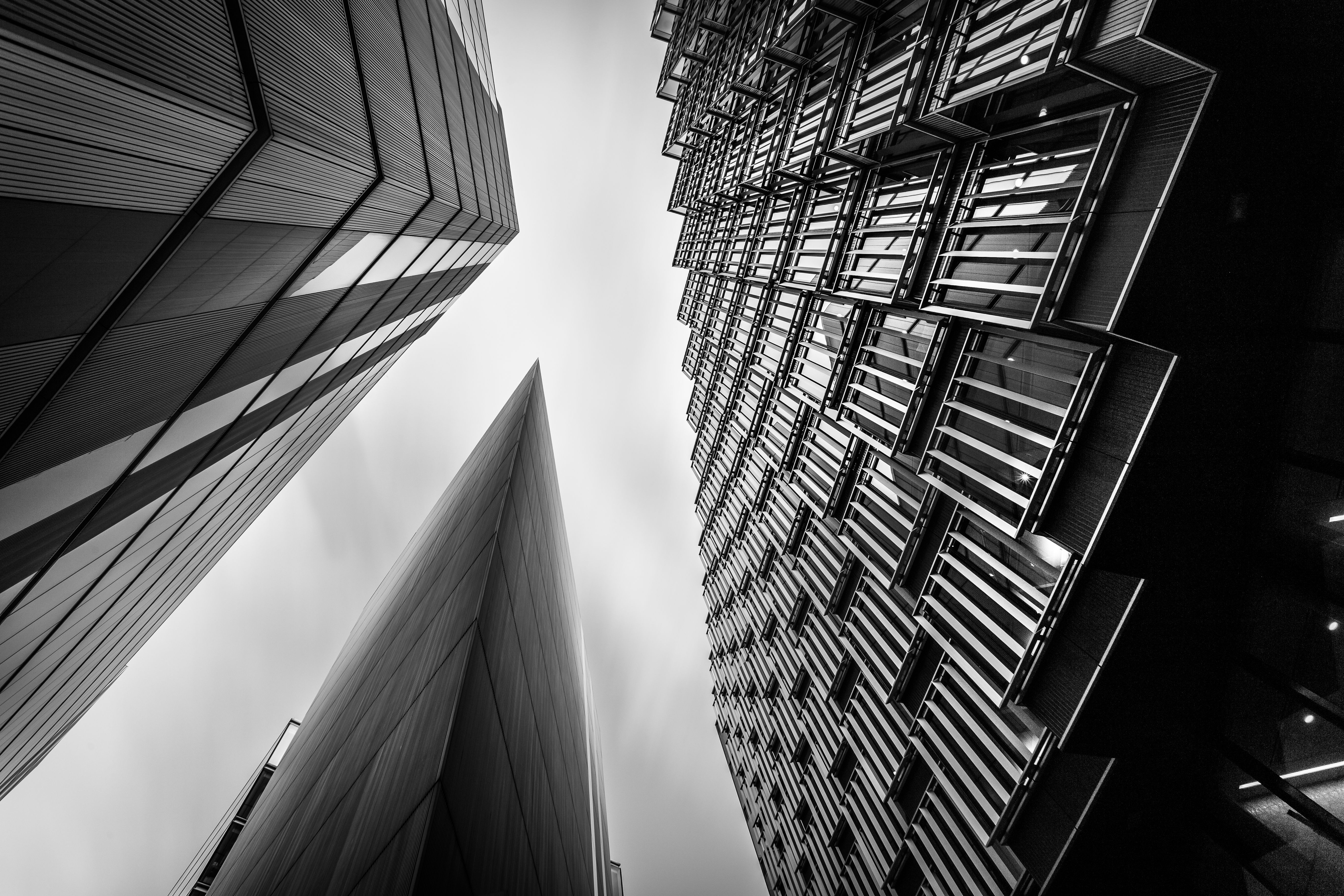 Abstract modern Business buildings in London's Financial District BW