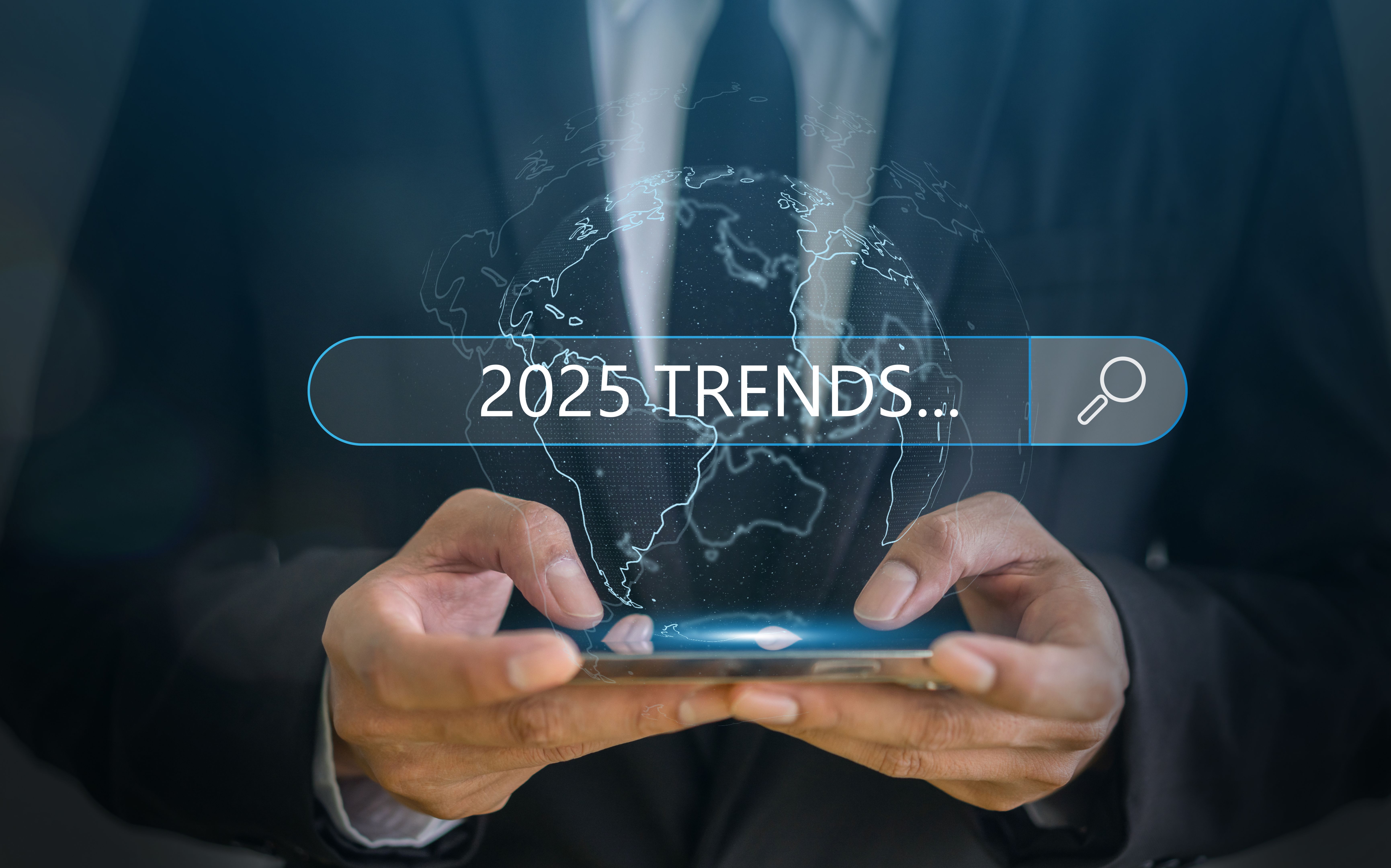 Human use smartphone searching keyword of 2025 trends, business trends, fashion trends, start up, marketing, planning, technology update, year 2025, SEO, digital marketing online
