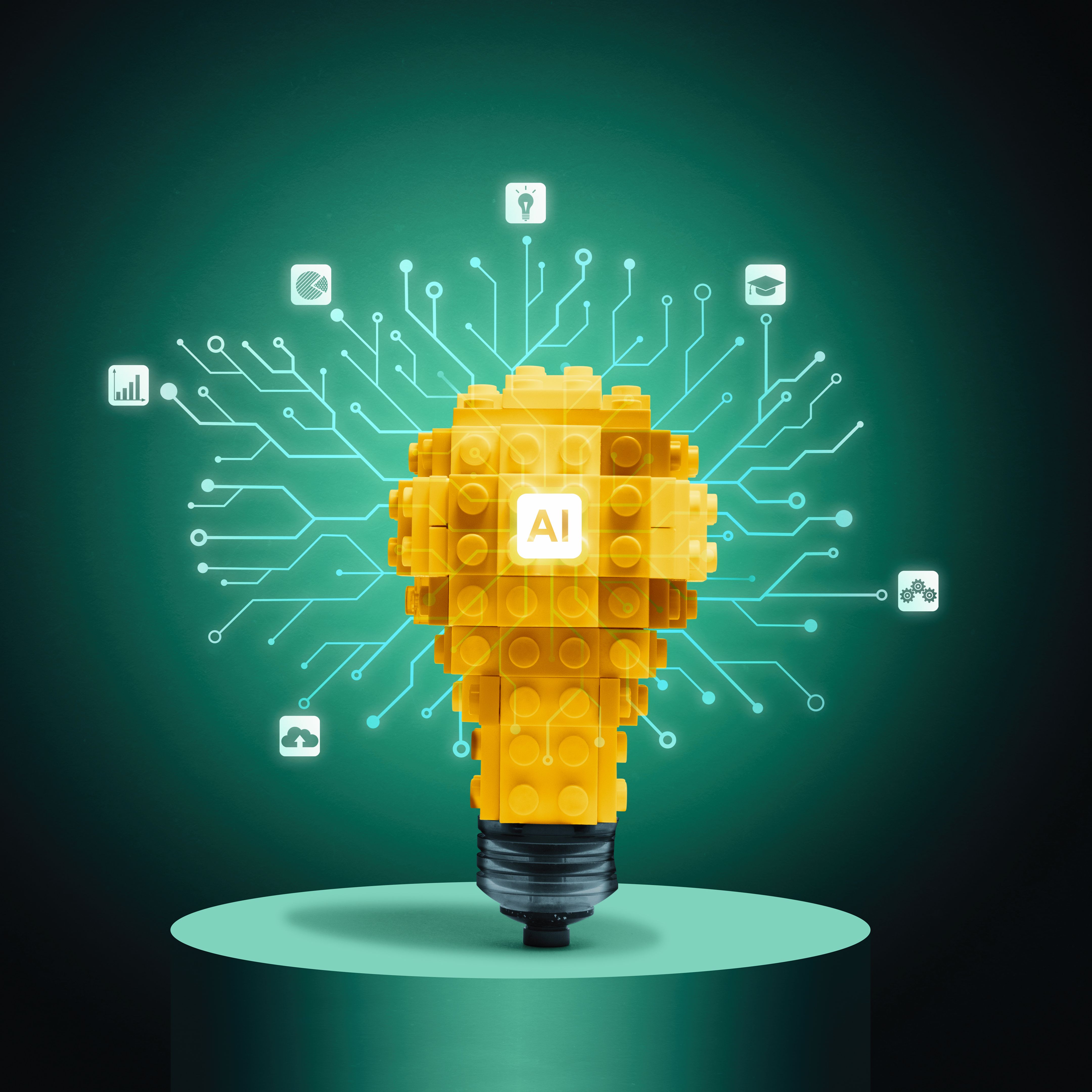 Symbol of machine learning, neural networks and technological breakthroughs.