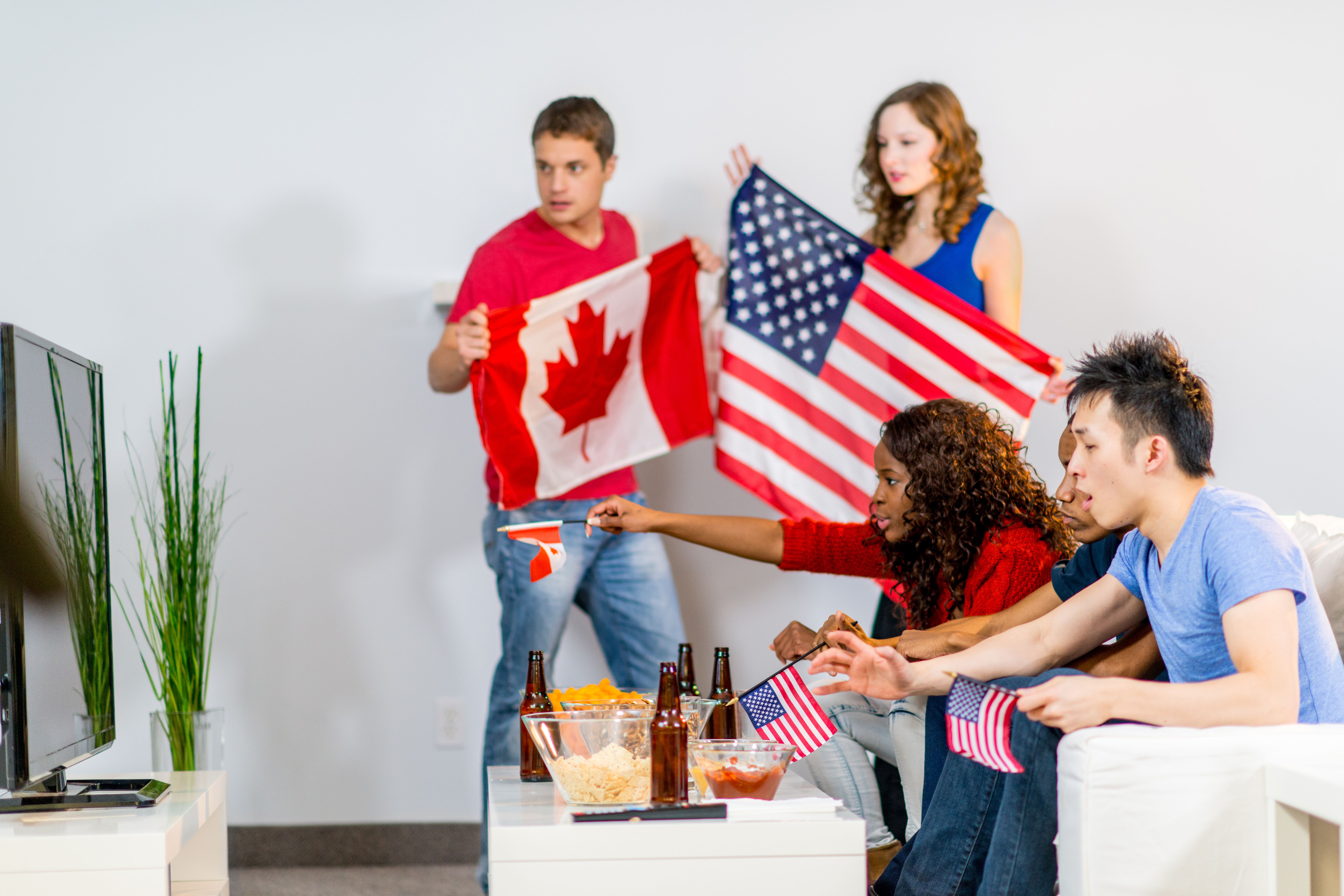 Young adults watching olympics