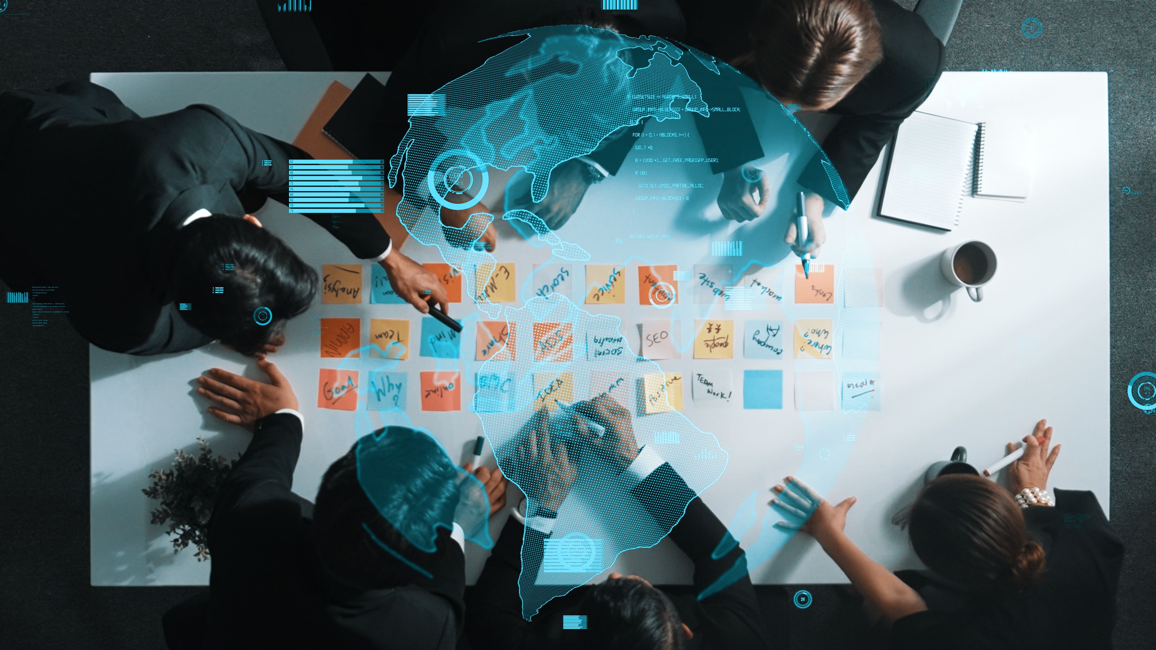 Top view of businesswoman sit at seat and analyze global network. Directorate. Top view of businesswoman sit at seat and analyze global network. Directorate.