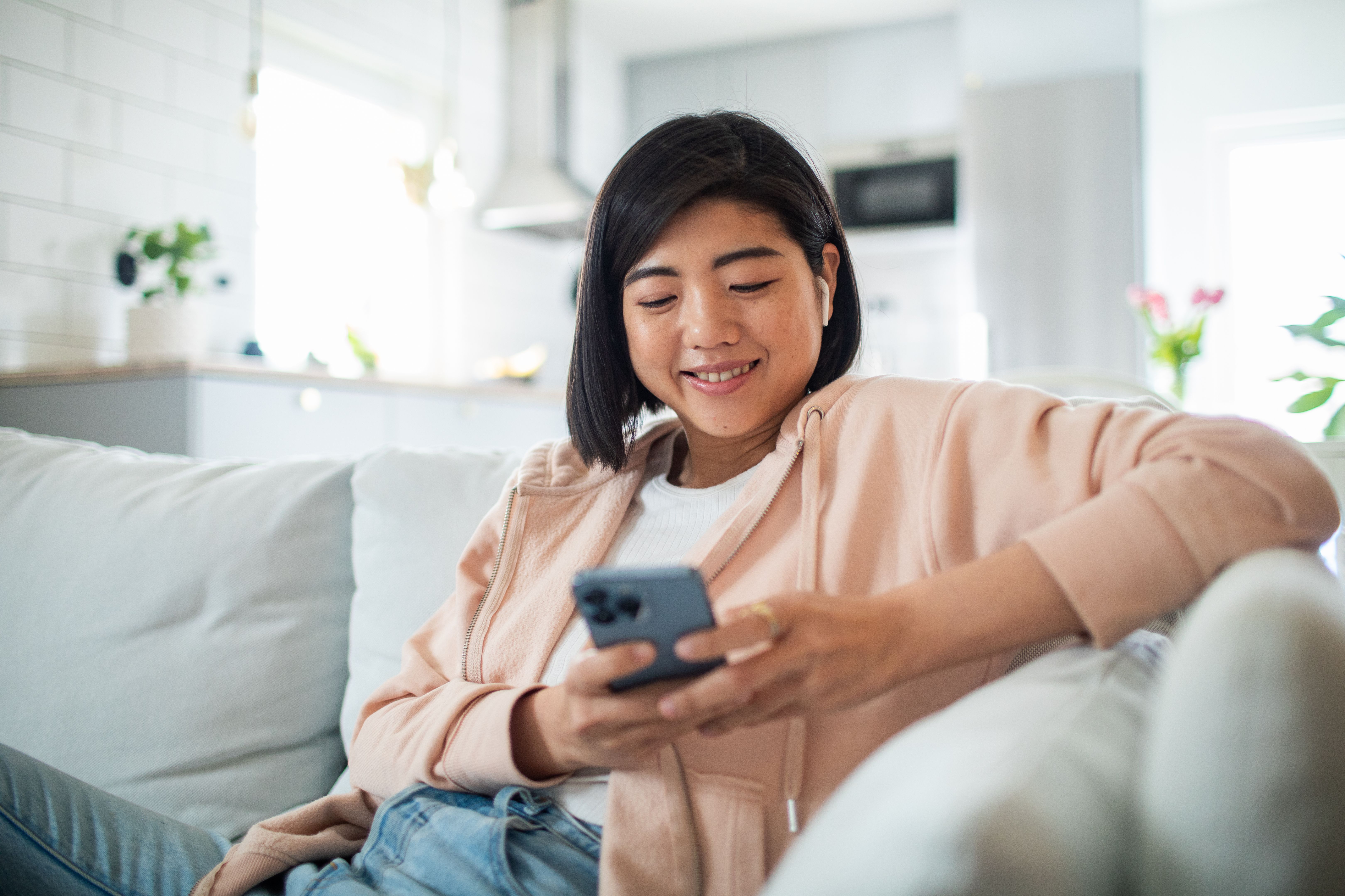 person using mobile app